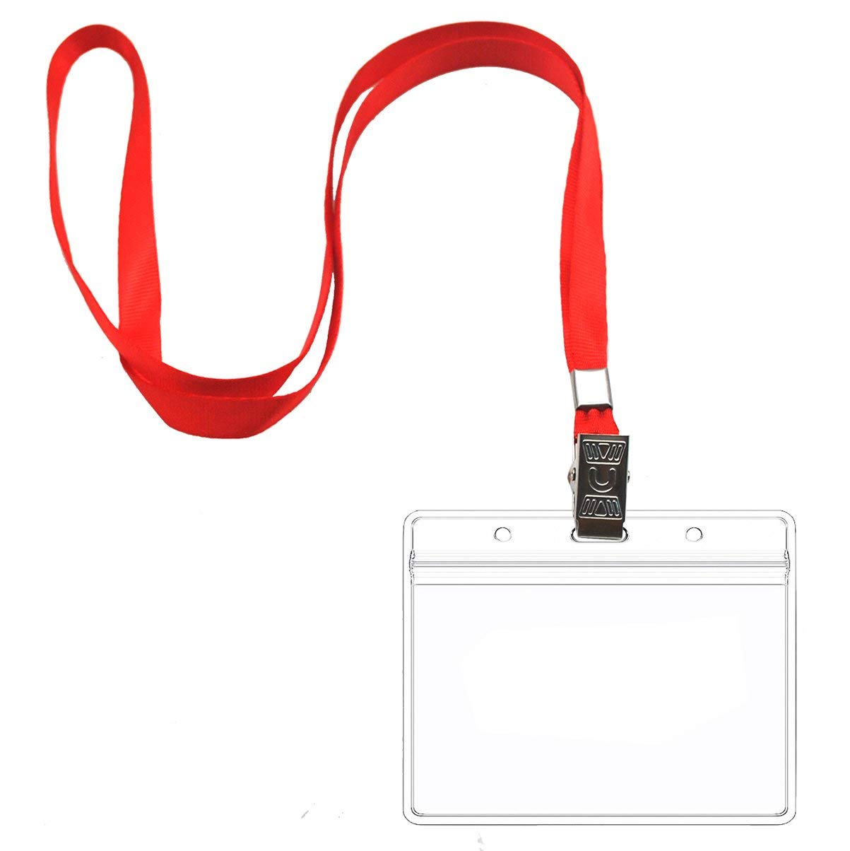Beebel 100 Pack Red Nylon Flat Badge Lanyards with Bulldog Clip - ID Badge Holder, Name Tag Lanyard for Work, School, Events & Conventions (Red, 100 Pack)