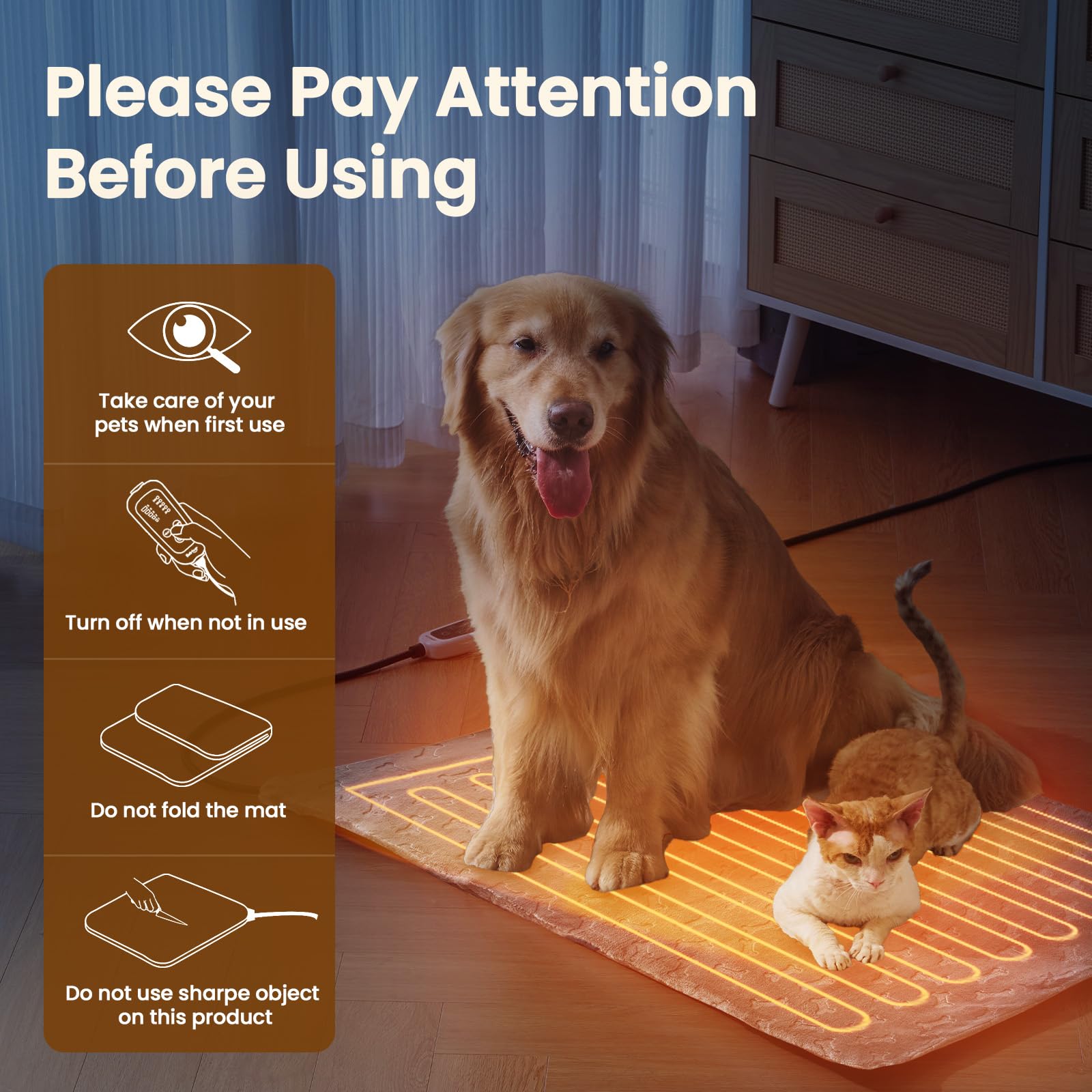 Bearhug Pet Heating Pad 35x24 Inch - Adjustable Temperature Heated Bed for Dogs & Cats with Waterproof Cover - Perfect for Winter Warmth & Arthritis Relief