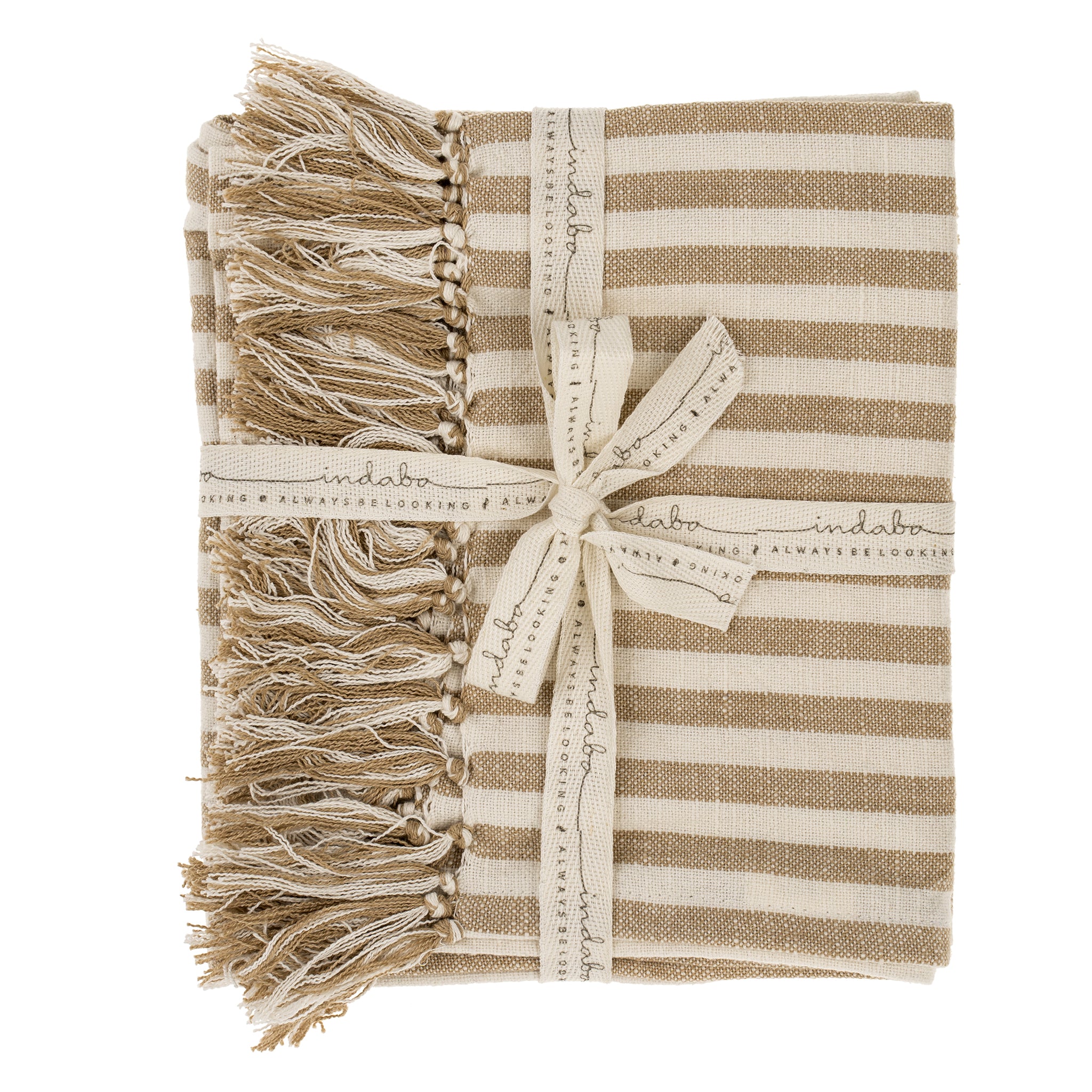 Premium Bengal Stripe Hammam Hand Towel in Warm Sand - Soft & Absorbent for Spa, Bath, and Beach Use