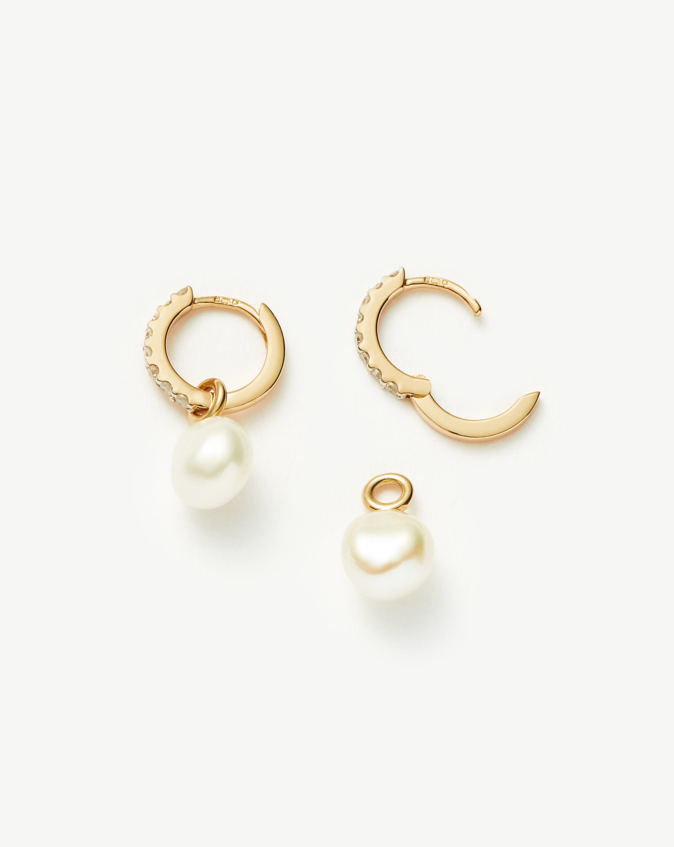 14K Solid Gold Pearl & Diamond Hoop Earrings - Elegant Fine Jewelry for Women | Perfect for Weddings, Parties & Special Occasions