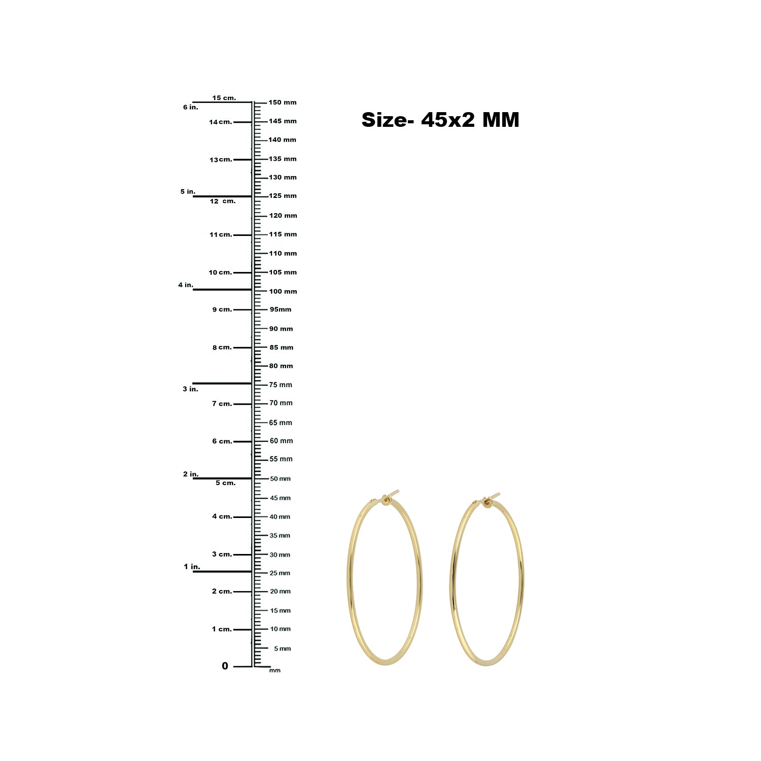 18K Yellow Gold Long Hoop Earrings - Handmade Simple Dangle Earrings for Women | Perfect for Parties, Weddings & Everyday Wear