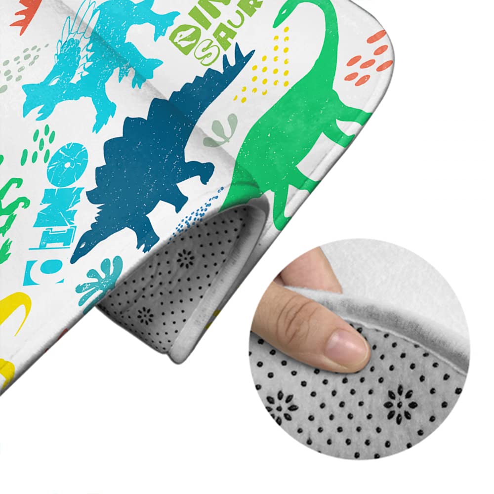 WONDERTIFY Dinosaur Triceratops Non-Slip Bathroom Rug Set - 3 Piece Bath Mat, Contour Mat & Toilet Lid Cover | Soft Absorbent, Waterproof Floor Mats for Kids & Adults - Perfect for Bathroom, Shower & Nursery Decor