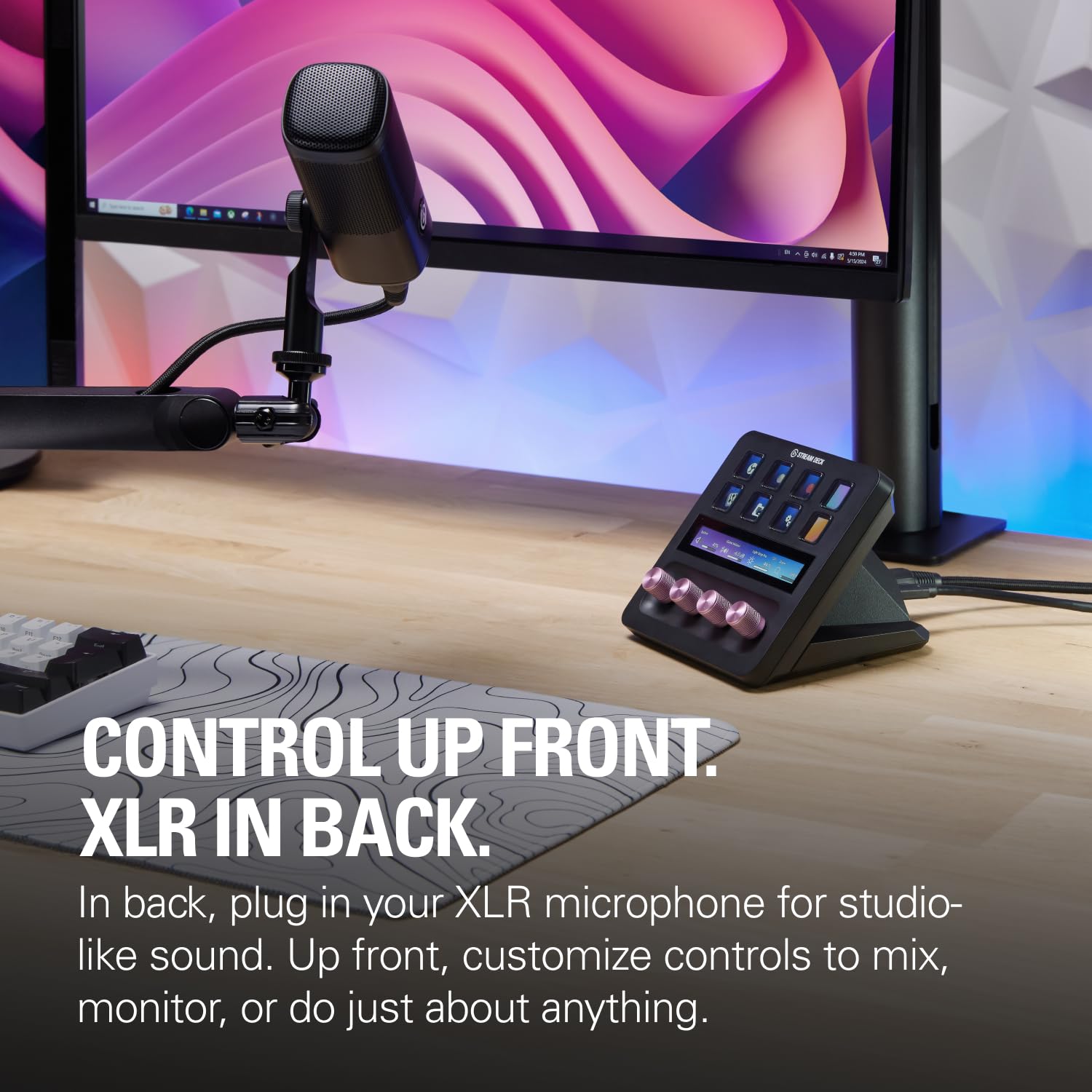 Elgato XLR Dock - Professional XLR-to-USB Microphone Interface with 75dB Gain, Phantom Power & Clipguard - Customizable Audio Mixer for Stream Deck+ (Mac/PC) - Perfect for Podcasting, Live Streaming & Content Creation