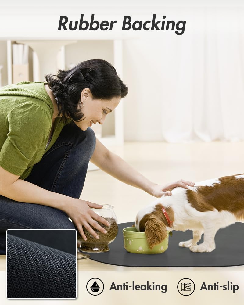Absorbent Dog Food Mat - Quick Dry Pet Feeding Mat for Food & Water Bowls, No Stains Dog Bowl Mat - Perfect for Messy Eaters & Drinkers - Ideal for Kitchen, Crate, or Outdoor Use