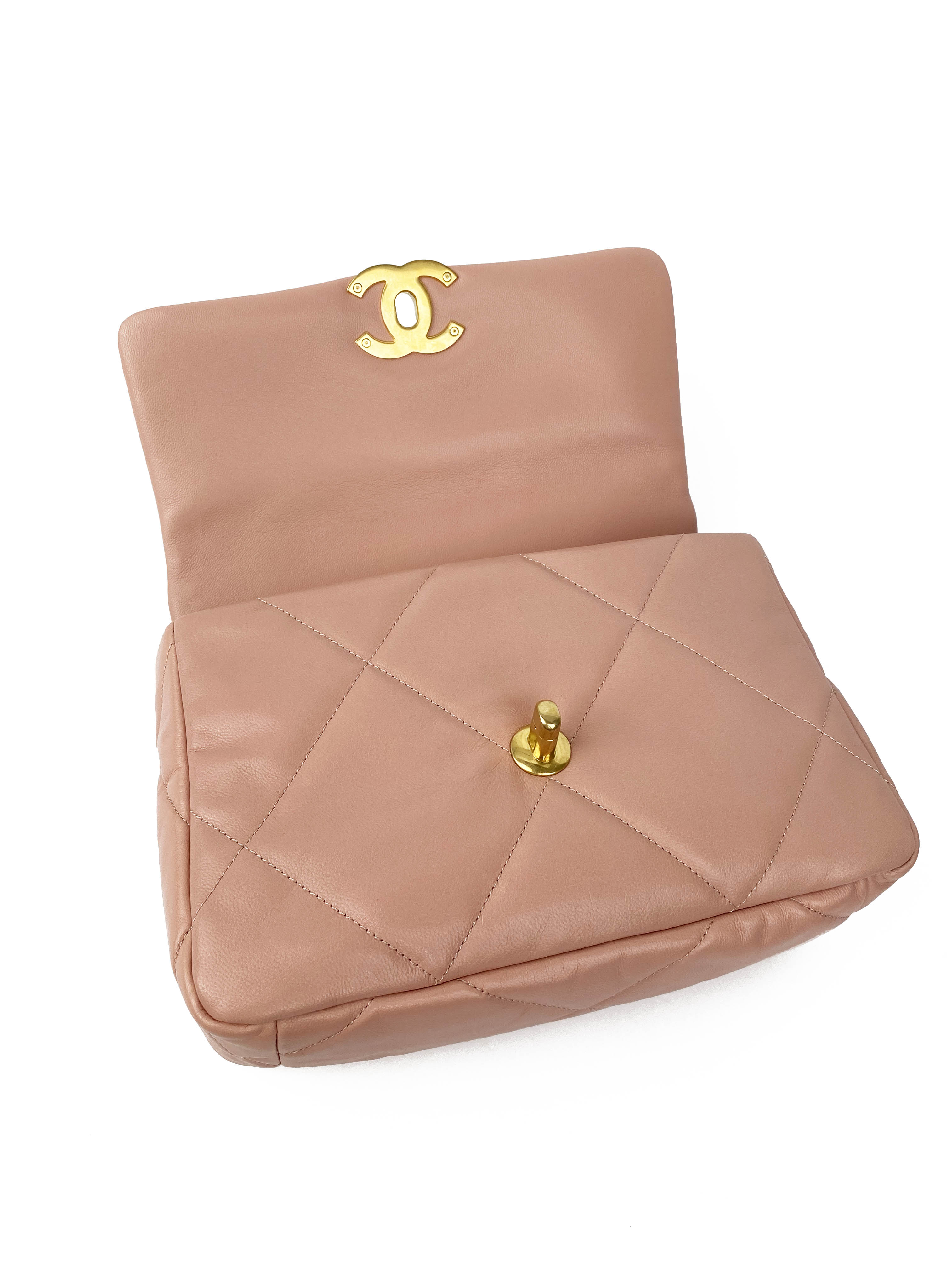 Chanel Blush Pink Small C19 Bag - Luxury Quilted Leather Crossbody Handbag for Women | Perfect for Date Night, Parties & Special Occasions
