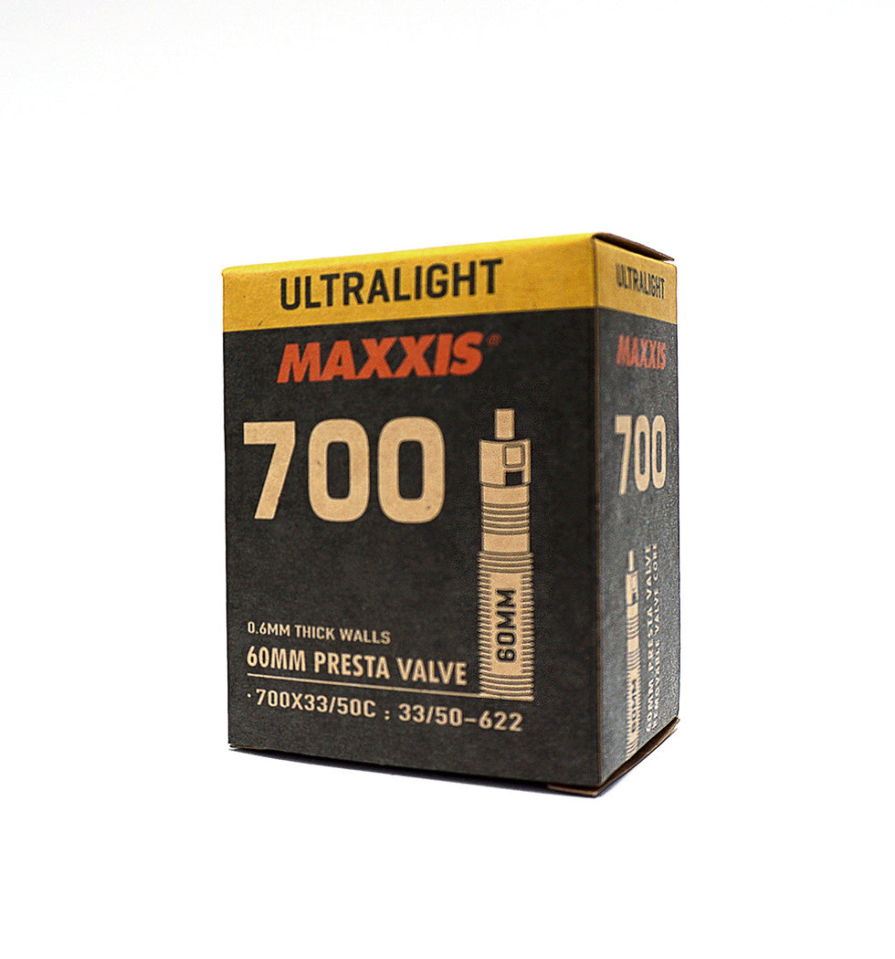 Maxxis 700c Ultralight Bike Inner Tubes - High Performance, Durable & Lightweight for Road Bikes - Perfect for Commuting, Racing & Long-Distance Cycling