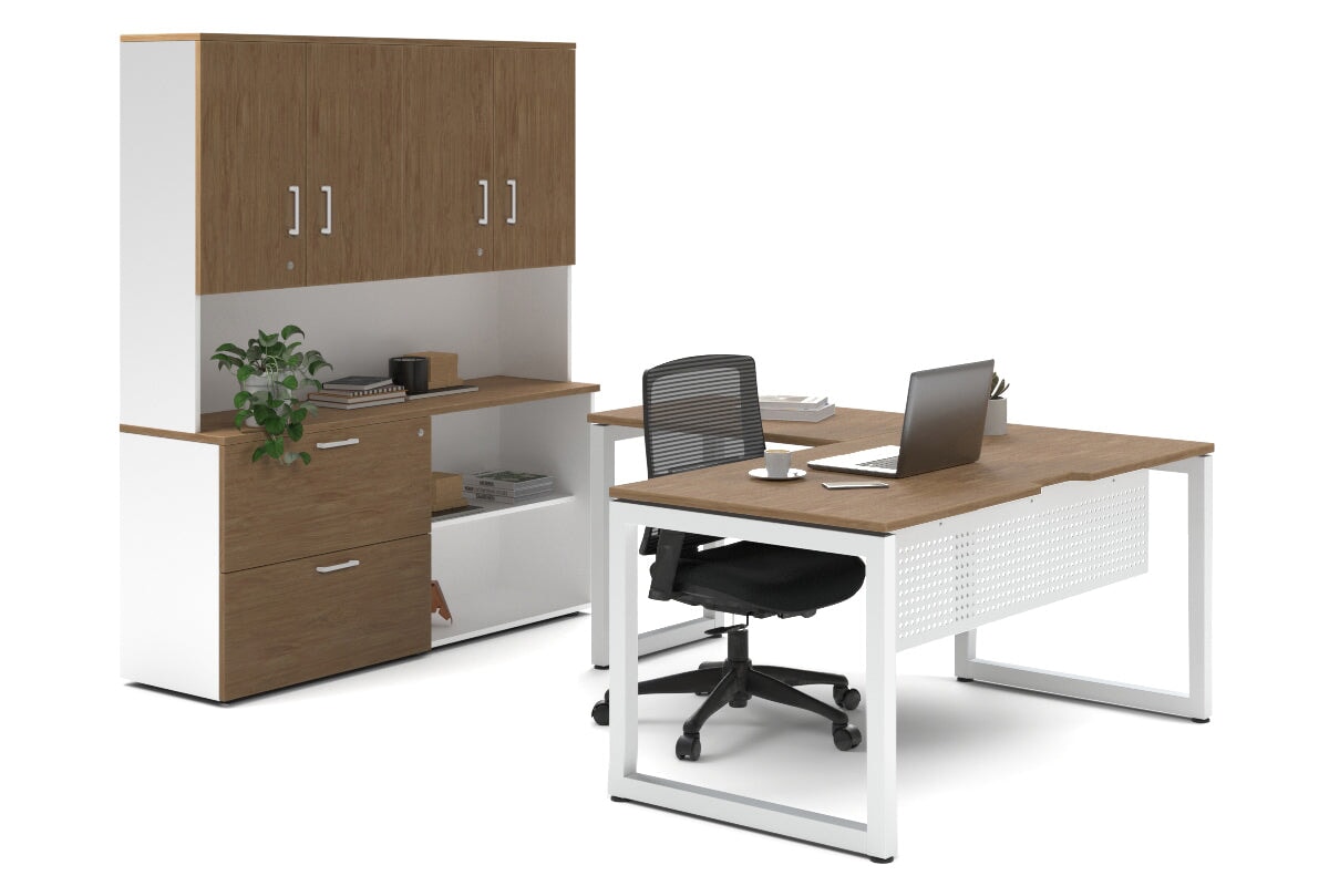 Quadro Loop Legs L-Shaped Executive Desk with White Legs [1800L x 1700W] - Perfect for Home Office, Conference Rooms & Modern Workspaces