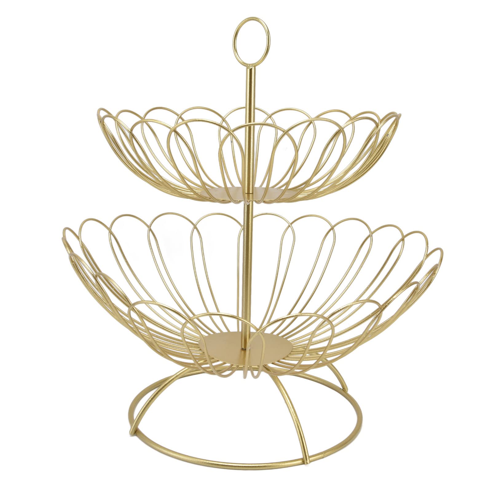 BestYiJo 2 Tier Fruit Basket - Modern Nordic Style Geometric Detachable Gold Fruit Bowl for Kitchen Countertop & Dining Table | Perfect for Fresh Fruit Display, Home Decor & Gift Giving