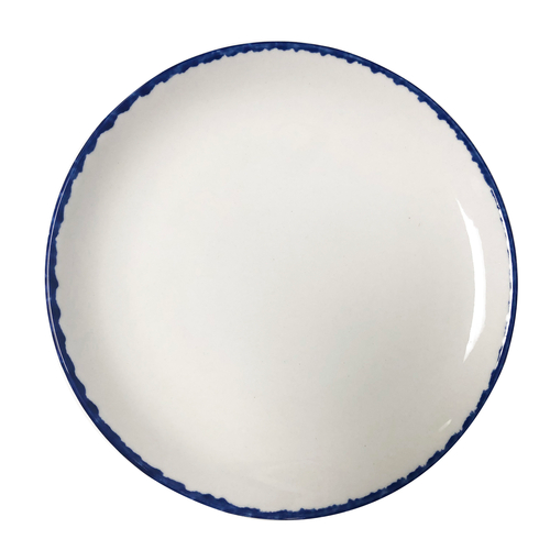 Continental Dapple Blue 7.5 Inch Coupe Plates - Set of 24 White Dinner Plates with Blue Rim - Elegant Tableware for Restaurants, Weddings & Special Occasions