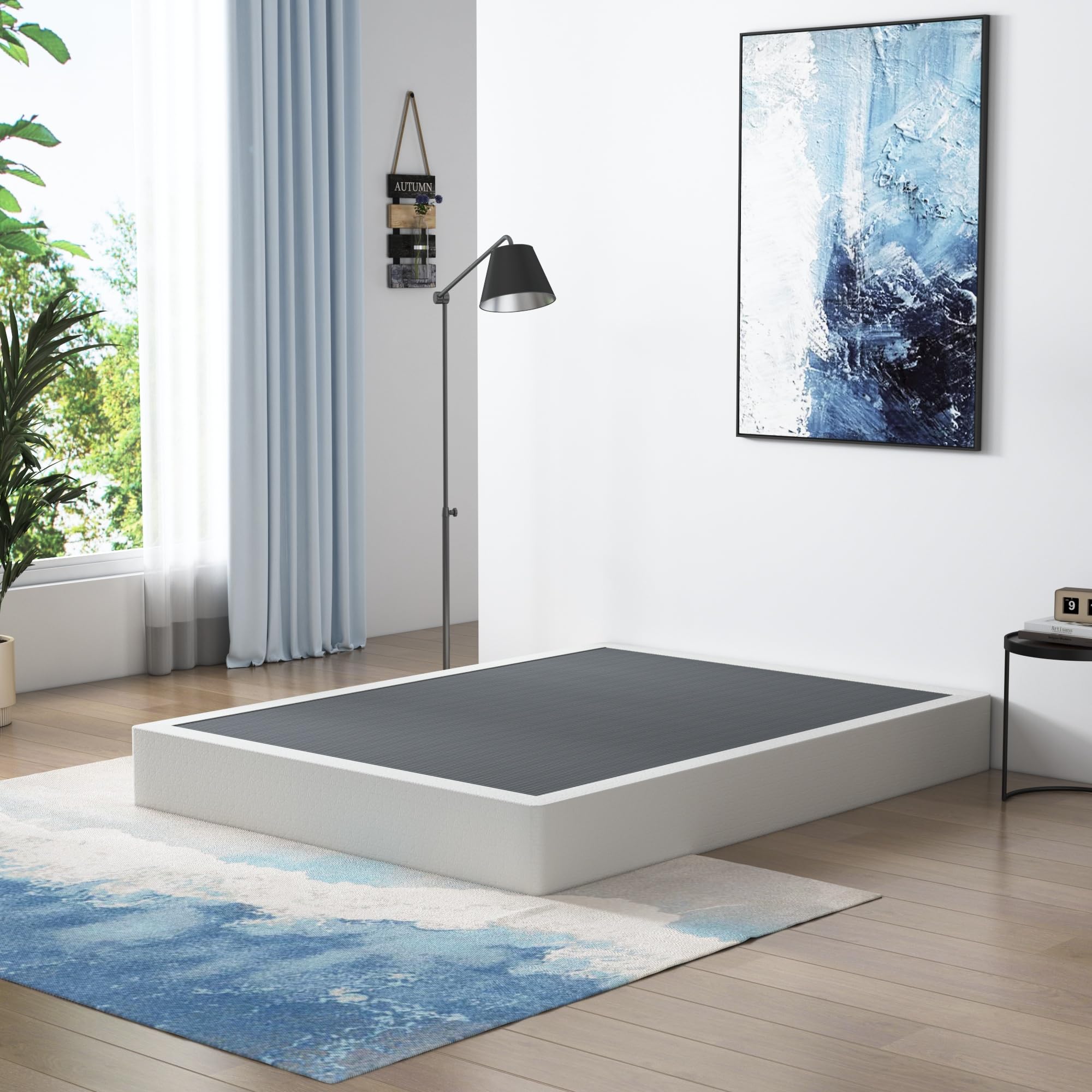9 Inch Heavy Duty Box Spring for Queen Bed - Noise Free, Non-Slip Mattress Foundation with Metal Bed Base - Easy Assembly for Bedroom, Guest Room & Dorm Use