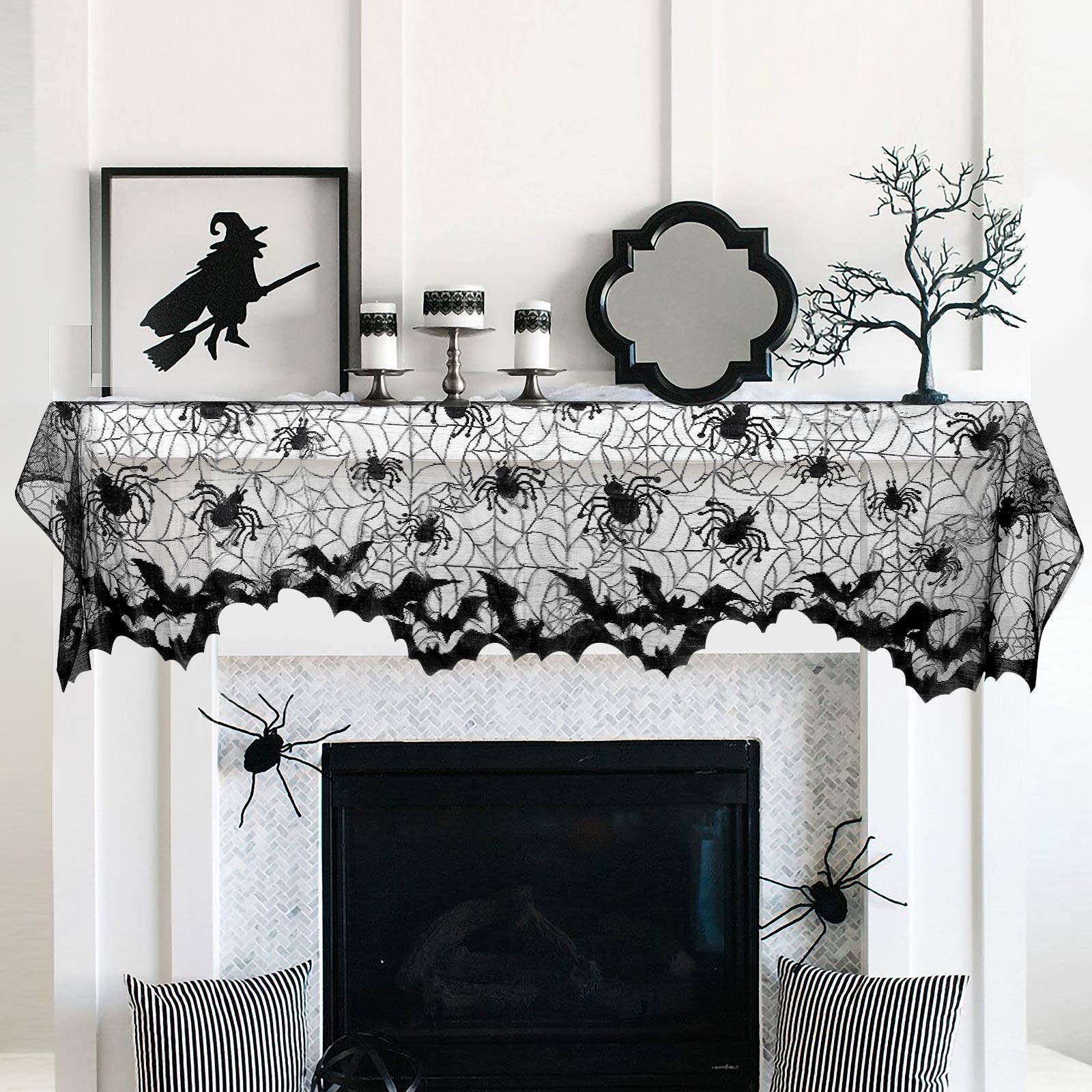 Spider Web Halloween Curtain 60x20 Inch - Window & Fireplace Decor