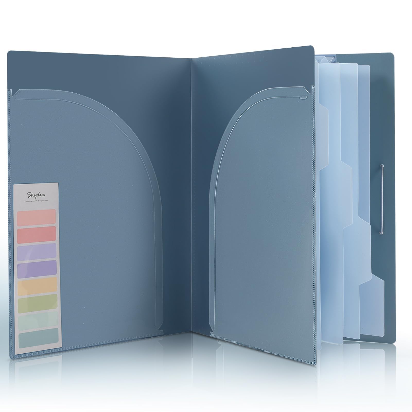 SKYDUE 5-Pocket Accordion File Organizer - Expandable Document Folder with Pockets for School, Office & Home Organization | Portable Paper Organizer in Blue | Perfect for Bills, Receipts, Tax Documents & Homework