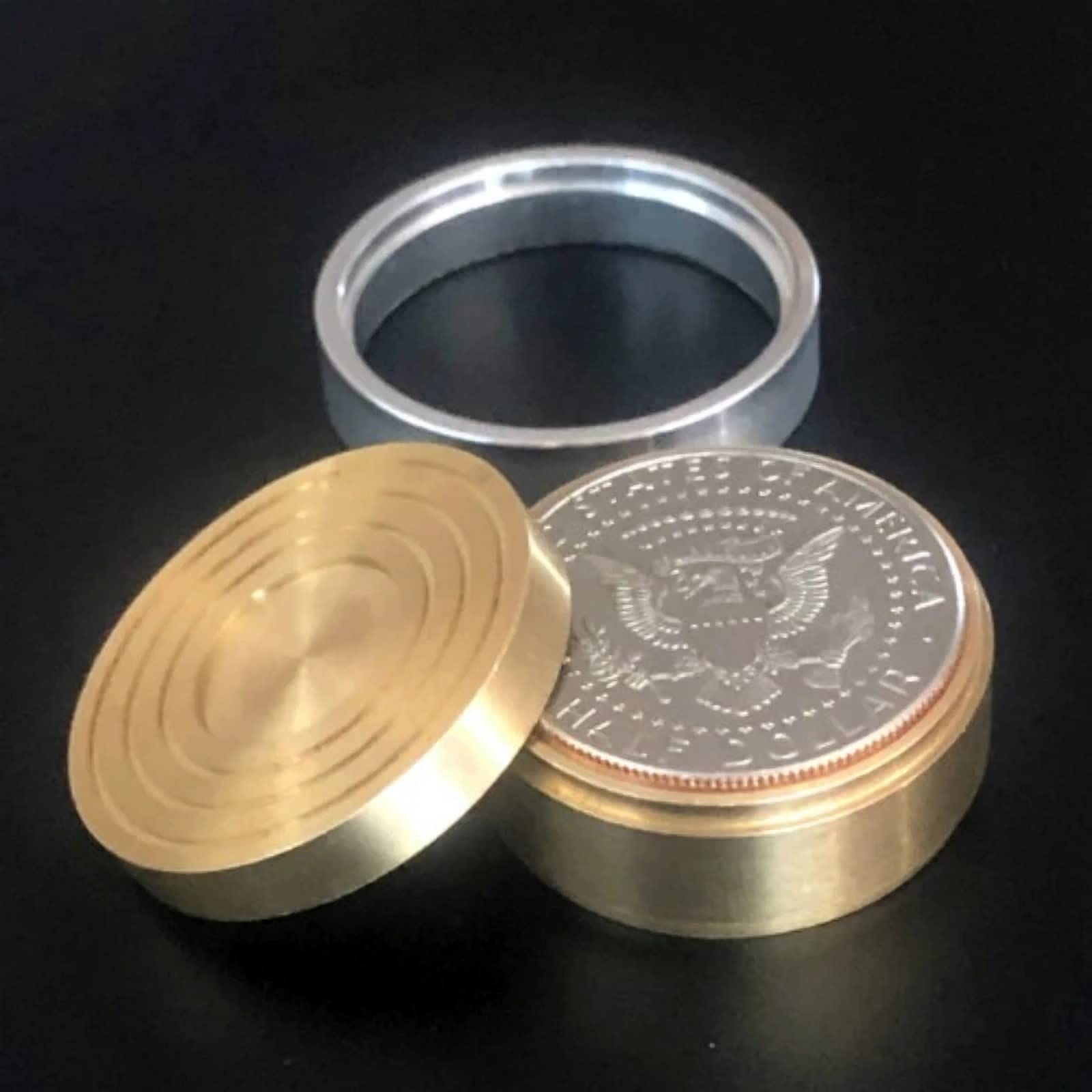 Enjoyer Duvivier Coin Box (Half Dollar) - 3-in-1 Magic Trick Set for Appearing & Vanishing Coins | Close-Up Illusion Props for Magicians | Perfect for Stage Performances & Street Magic Shows