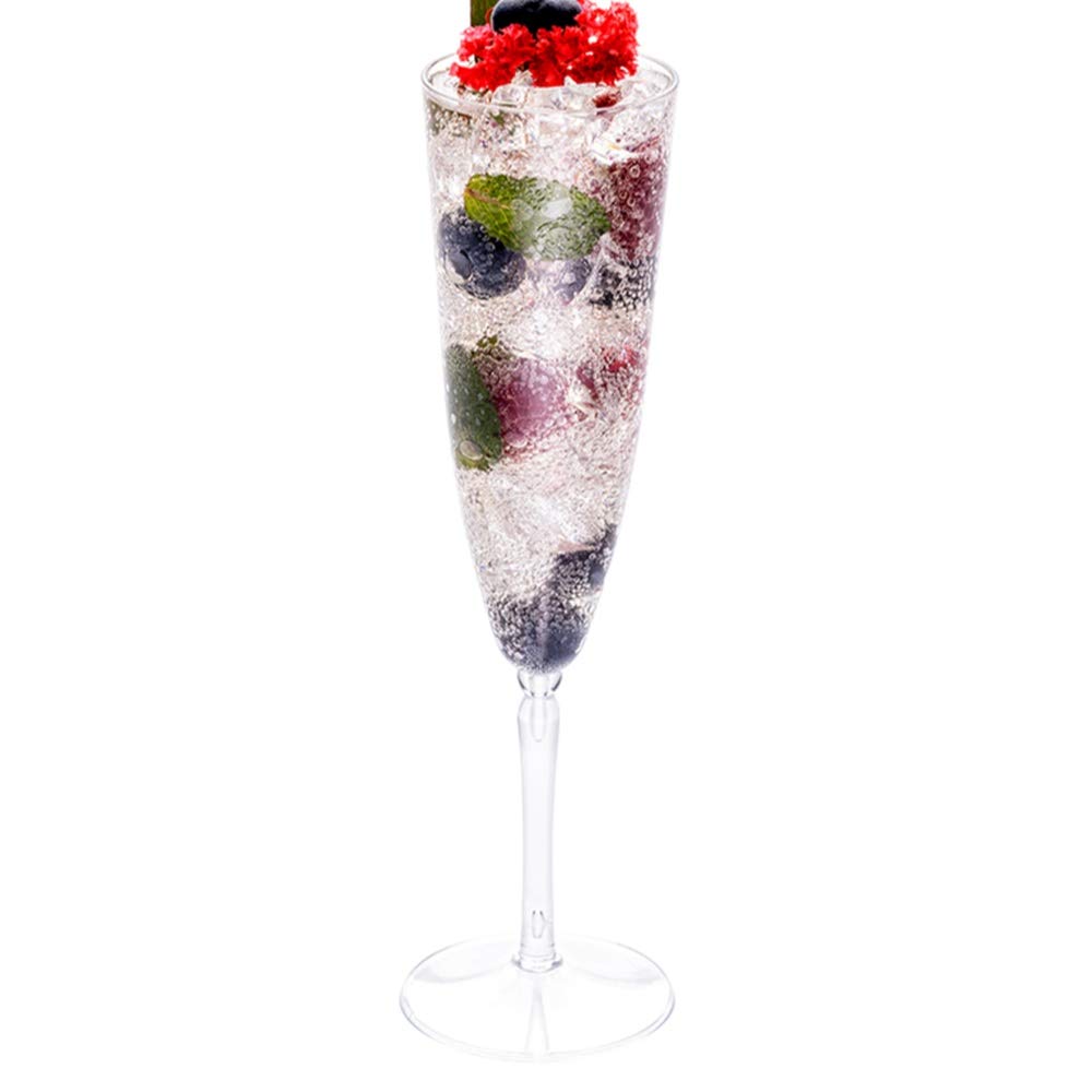 100-Pack 4 oz Clear Plastic Champagne Flutes - Disposable Tall Mimosa Glasses with Elegant Lace Design for Weddings, Parties & Events - Perfect for Champagne, Cocktails & Beverages (BPA-Free)