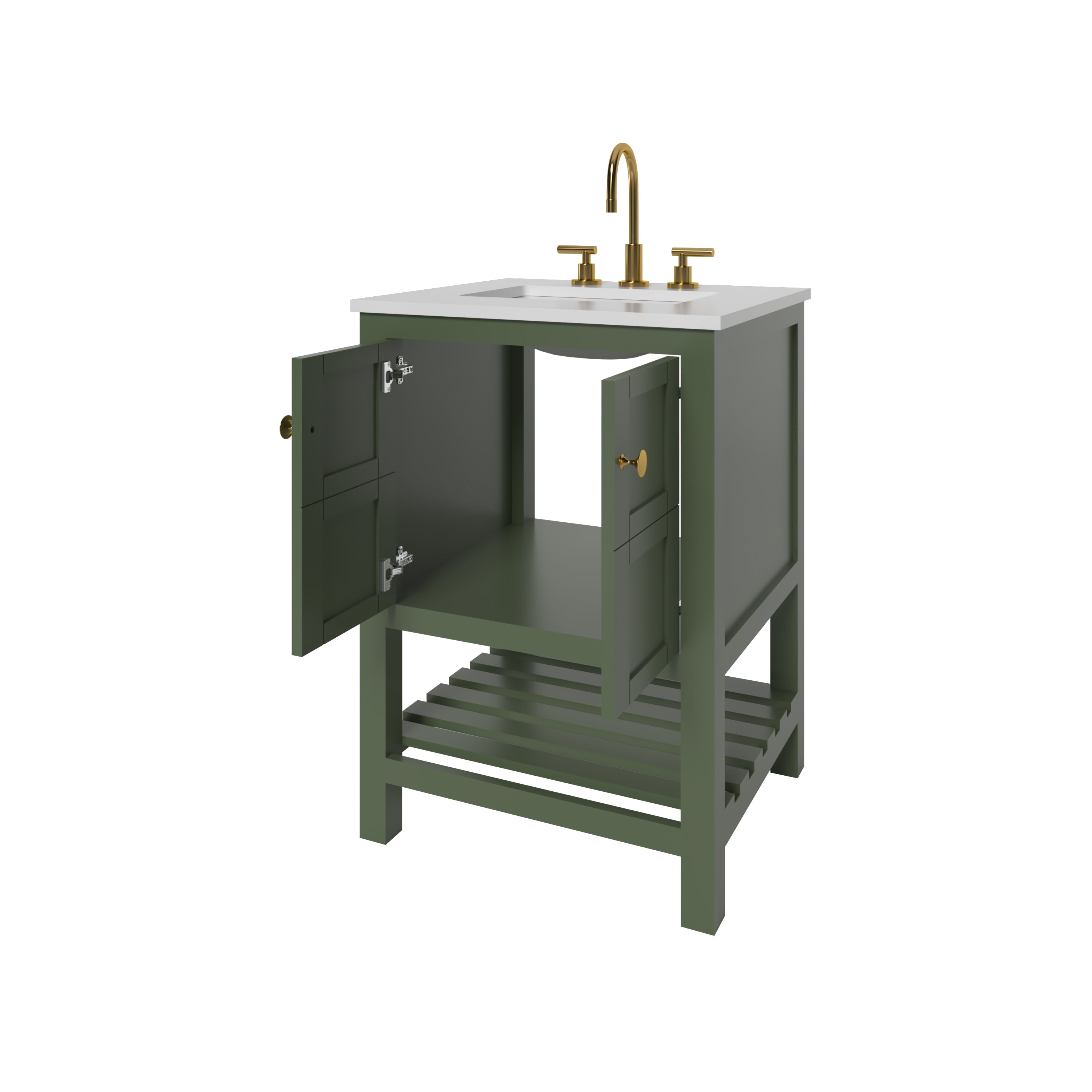 23.5 Inch Bathroom Vanity Cabinet in Sage Green - Nearmé Dallas Modern Single Sink Storage for Small Bathrooms, Powder Rooms & Guest Baths