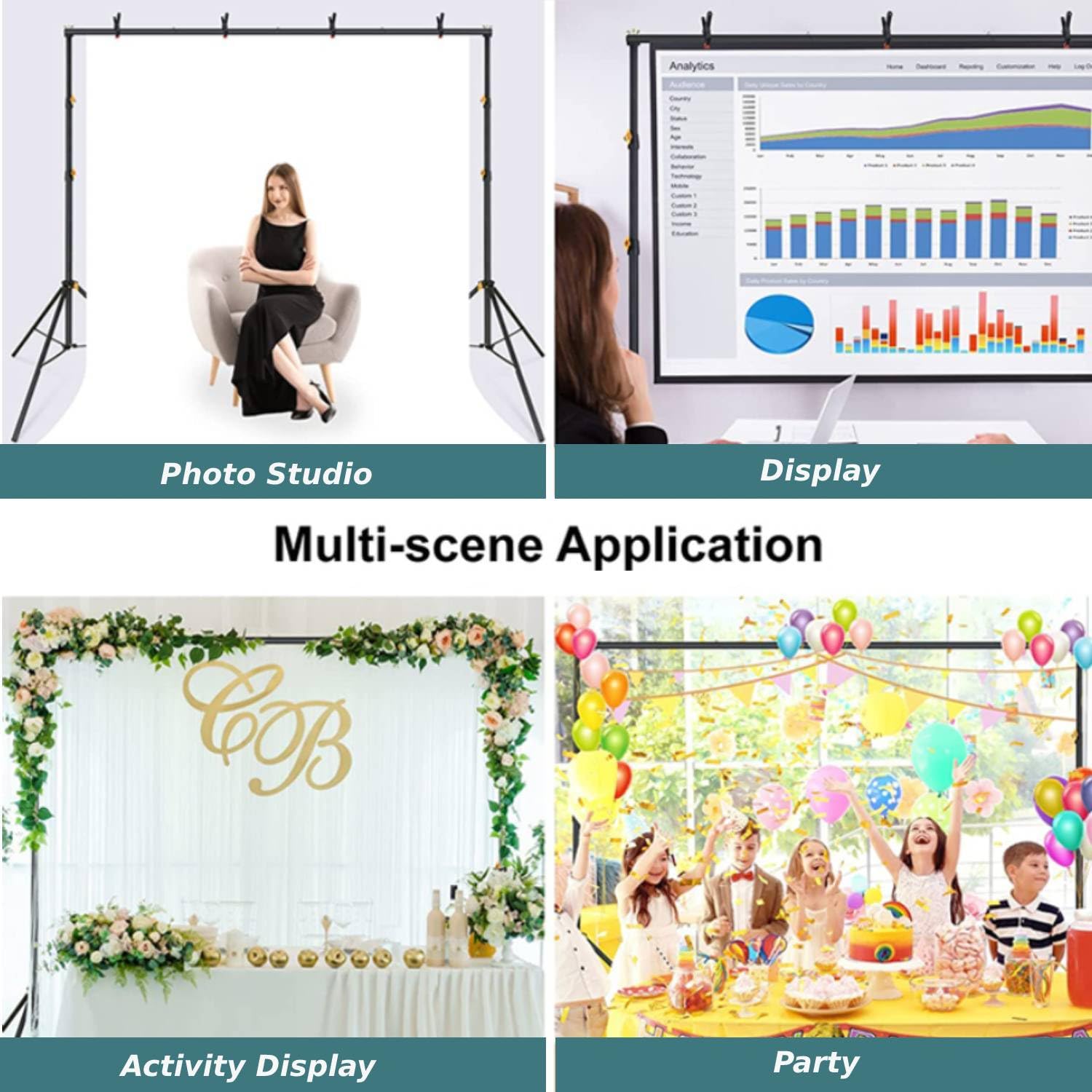 10x9ft Adjustable Photo Backdrop Stand - Aluminum Alloy Photography Background Support System for Studio, Party, Wedding & Advertising Display - Perfect for Professional Photography, Event Decorations and Commercial Displays