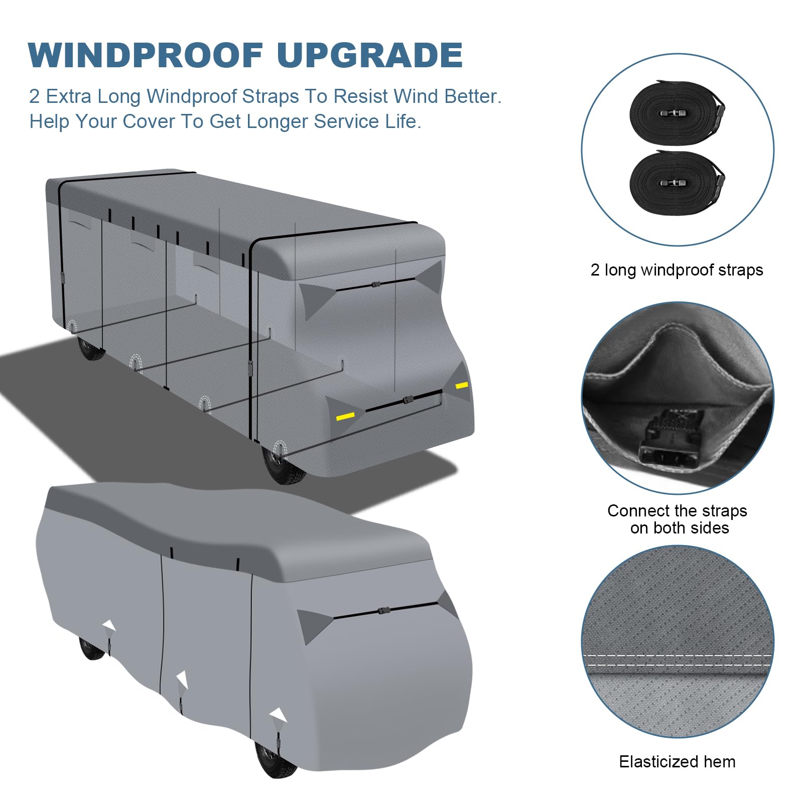 **Upgraded 7-Layer Heavy-Duty RV Cover for 35-38ft Class C Motorhomes – Waterproof, Windproof, UV-Resistant, Anti-Tear with 2 Extra Straps & Repair Patches – Perfect for Winter Storage & Outdoor Protection**
