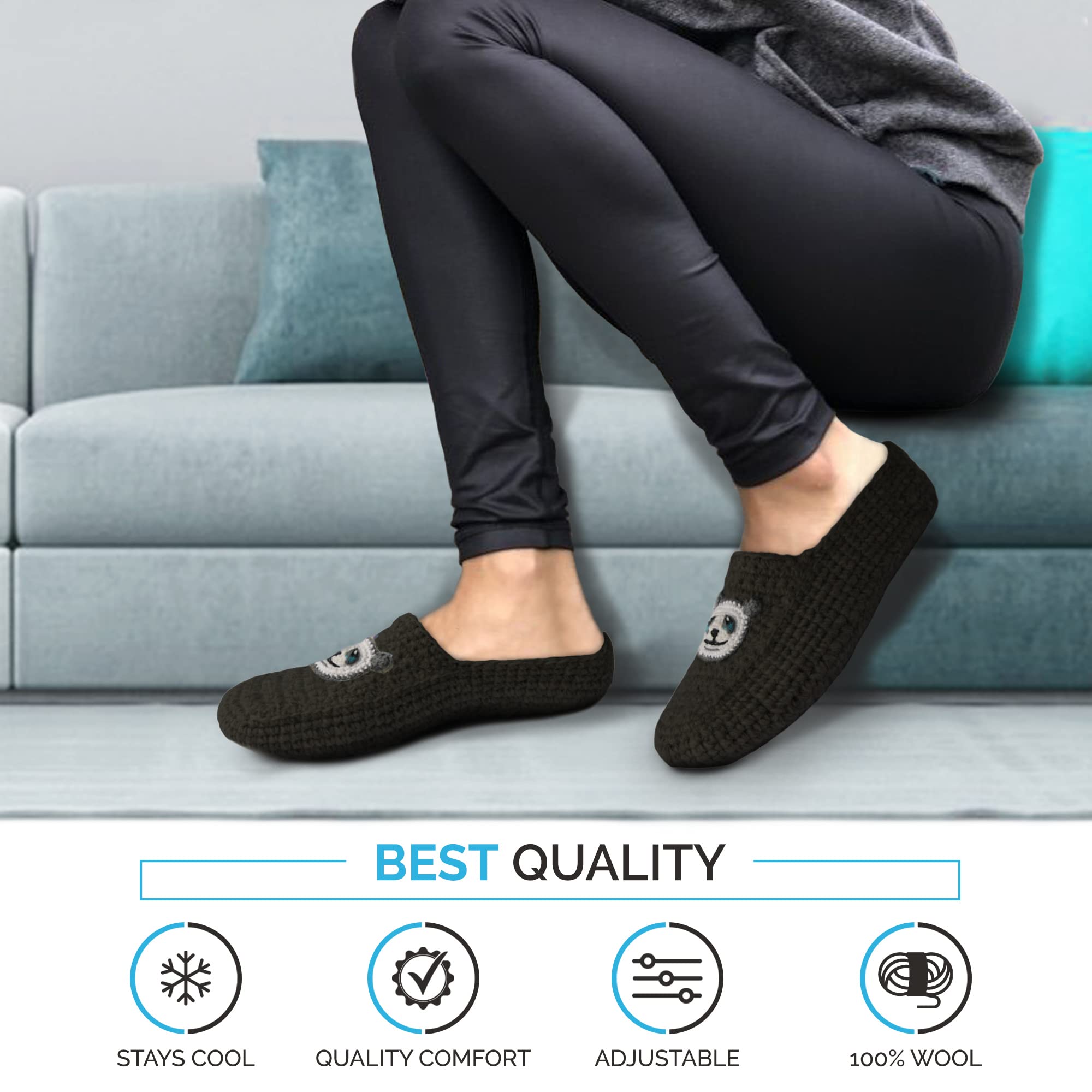Women's Soft Warm Half Socks Slippers - Cozy Fuzzy Knitted Winter Sleep Socks - 60 Knot New Zealand Wool Yarn - Perfect for Home, Lounge & Cold Weather Comfort
