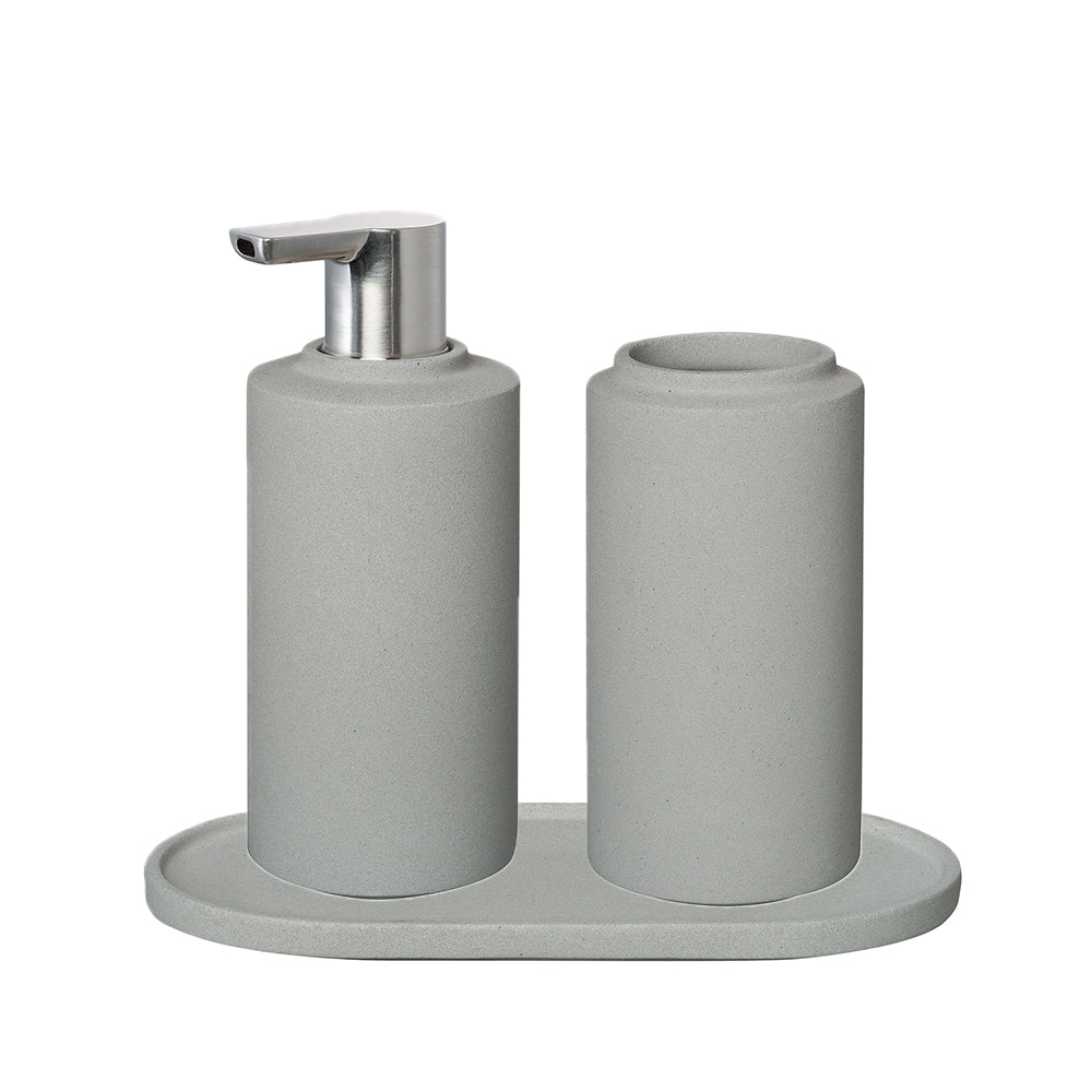 CRETO Modern Concrete Bathroom Accessory Set - Soap Dispenser, Toothbrush Holder & Tumbler | Waterproof & Durable for Spa, Hotel, and Home Decor