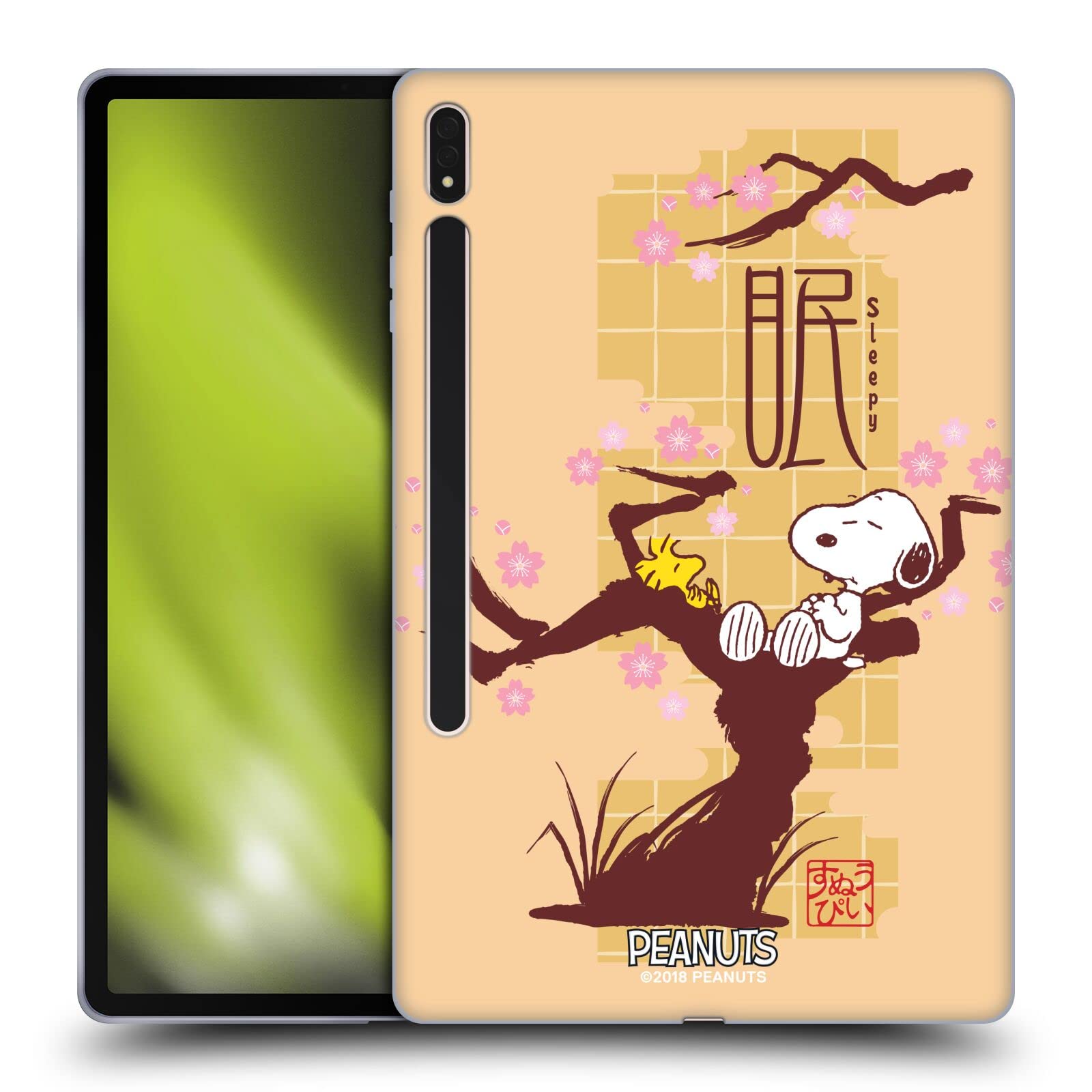 Peanuts Sleepy Oriental Snoopy Soft Gel Case for Samsung Galaxy Tab S8 Plus | Officially Licensed by Head Case Designs | Perfect for Home, Office, and Travel Use