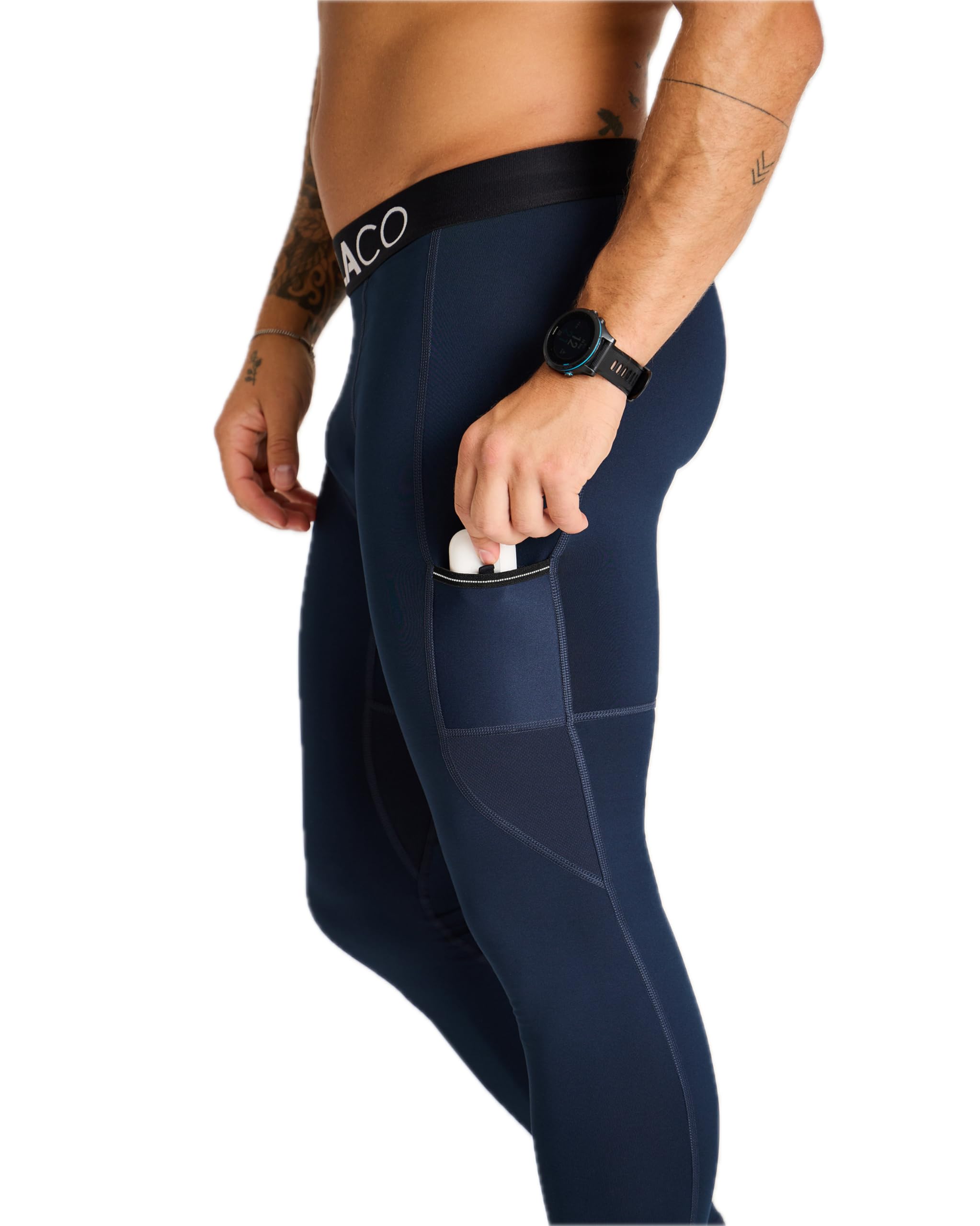 WOLACO Fulton Compression Pants for Men - Athletic Baselayer Running Tights with Moisture Wicking & Muscle Support - Perfect for Gym, Jogging & Cold Weather Workouts
