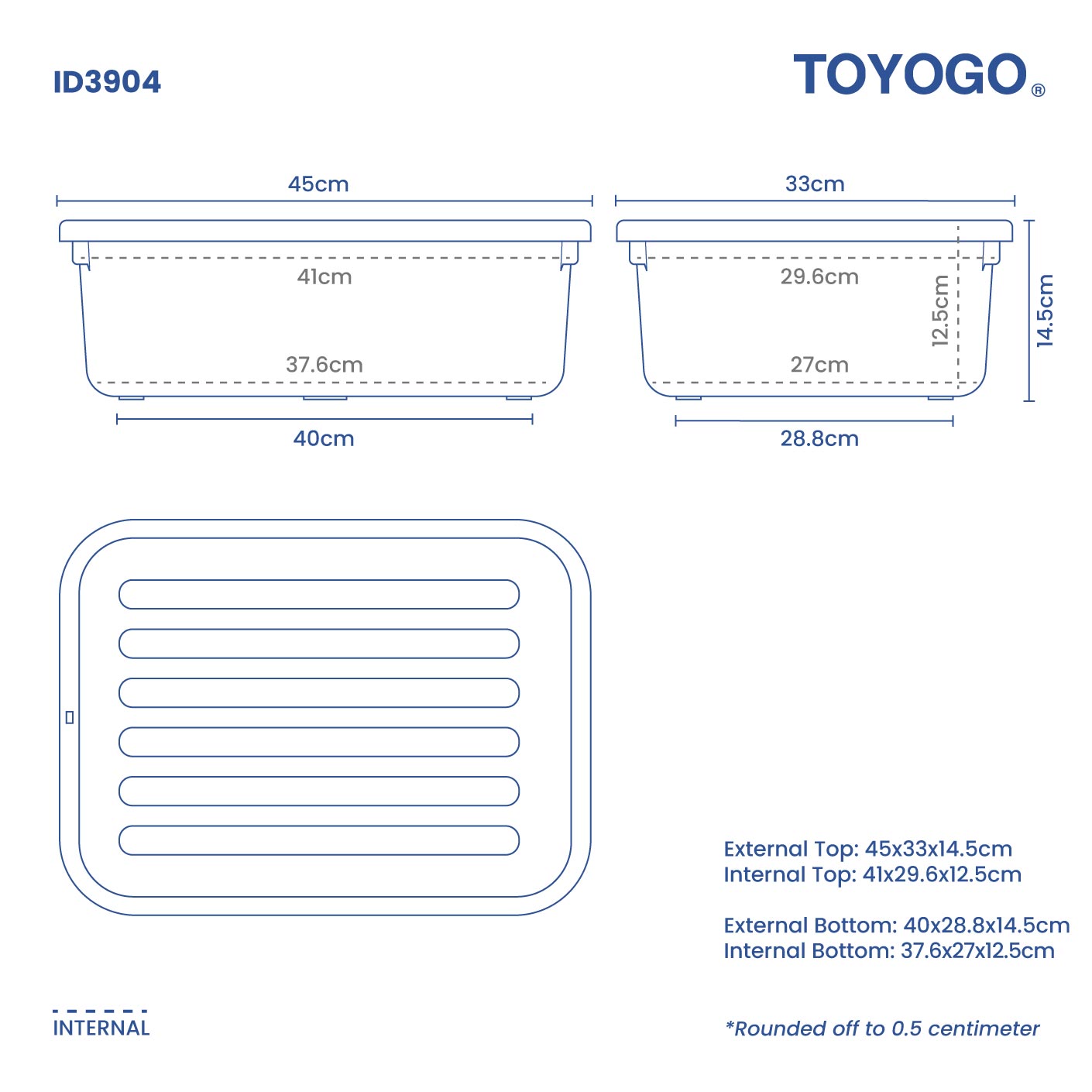 Industrial Plastic Storage Container (ID3904) - Heavy Duty Stackable Bins for Warehouse, Garage & Home Organization