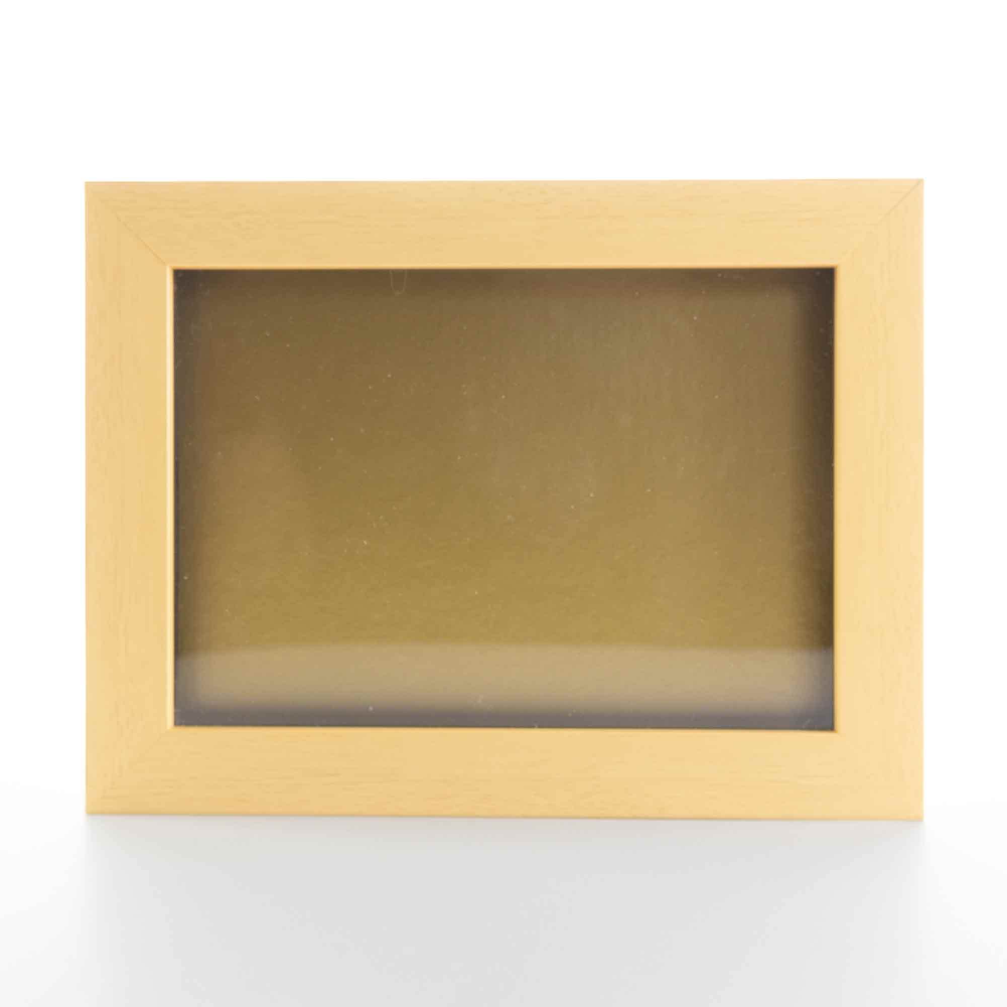 Natural 9x12 Inch Wooden Shadow Box Picture Frame with Gold Acid-Free Backing, UV Protective Acrylic & Hanging Hardware - 3/4