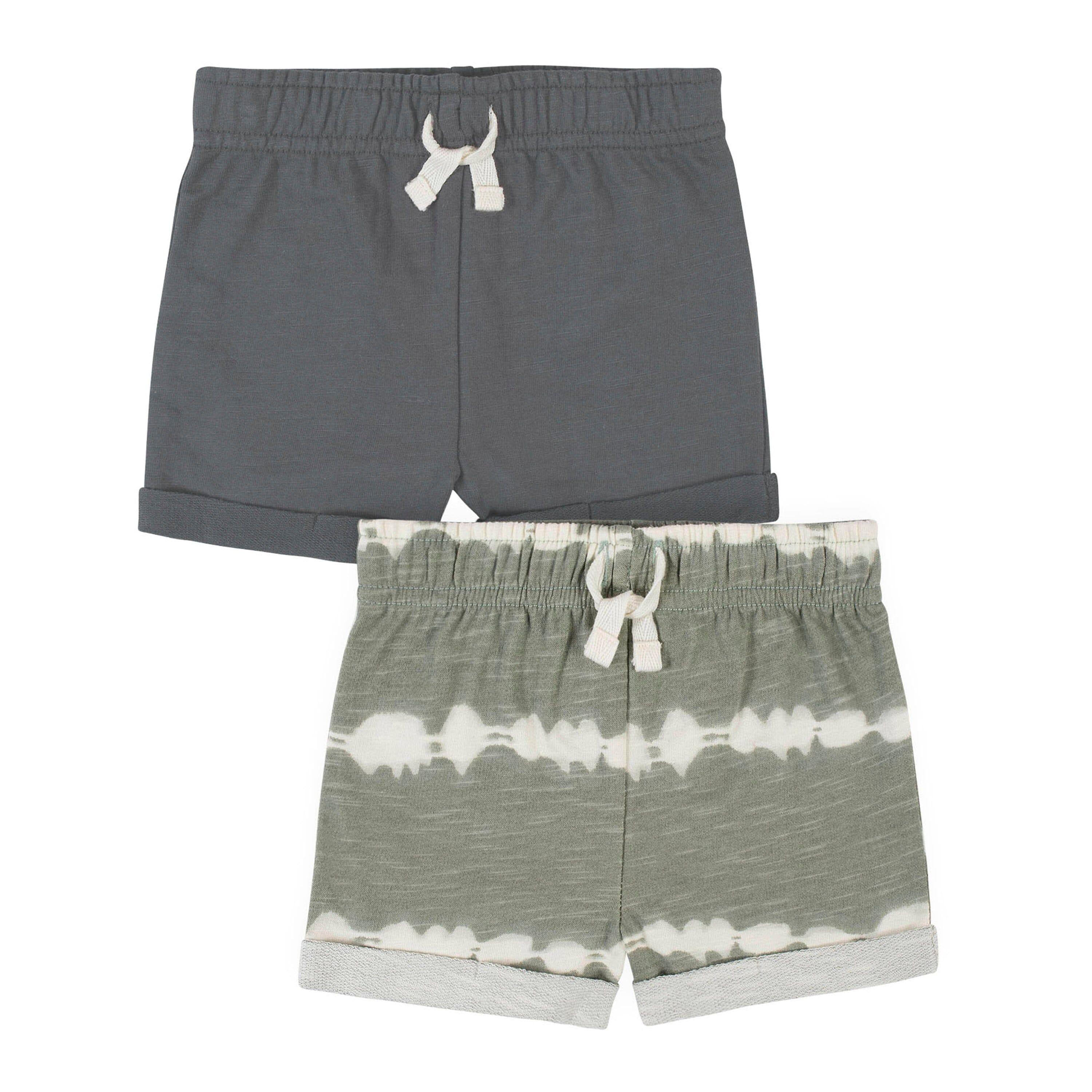2 Pack Baby Boys Green Charcoal Shorts - Soft Cotton Summer Shorts for Toddlers 1-3 Years | Playtime, Daycare & Outdoor Adventures