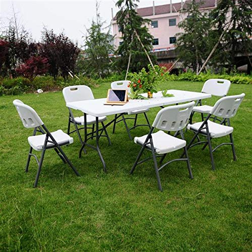 6' Folding Table - Portable Plastic Dining Table for Indoor & Outdoor Use | Picnic, Party, Camping | Multipurpose Rectangle Table in White (Ideal for Dining, Events & Outdoor Gatherings)