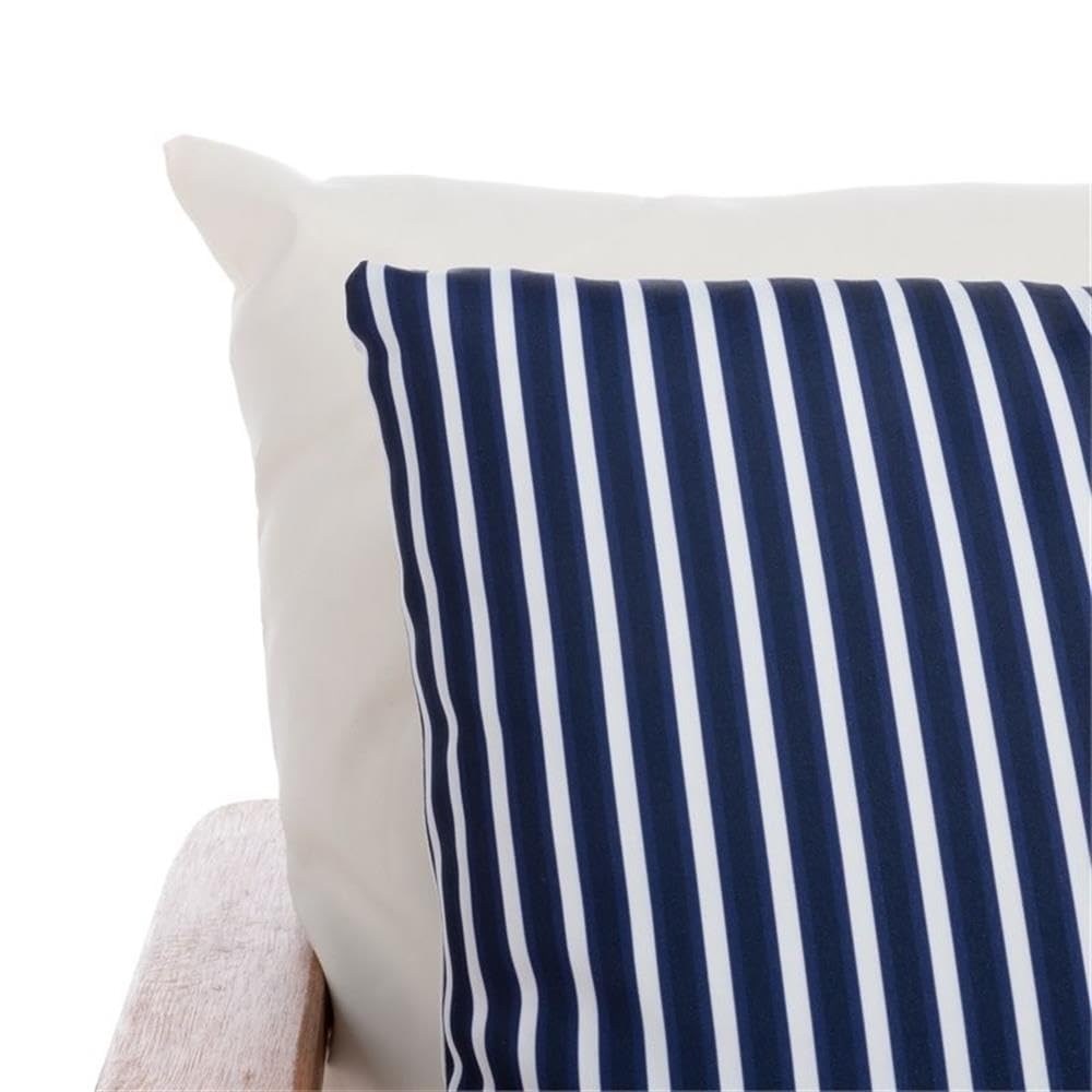 Safavieh PAT7050D 4-Piece Outdoor Patio Pillow Set - Navy Striped, Natural & Beige Weather-Resistant Cushions for Garden, Poolside & Deck Furniture Decor