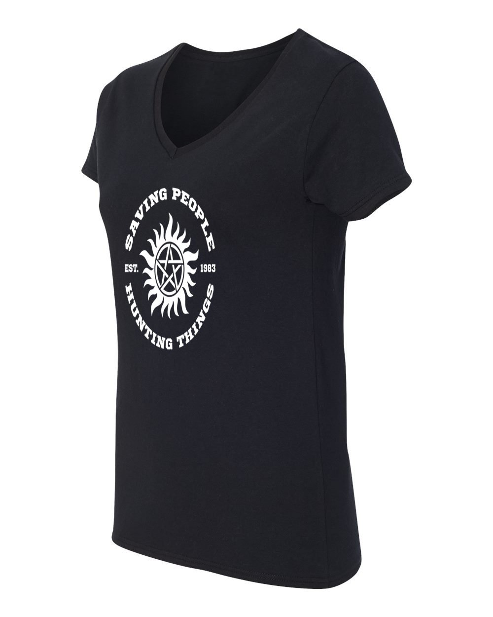 Supernatural Sam Winchester Women's V-Neck T-Shirt | TV Show Inspired Casual Tee | Perfect for Cosplay, Halloween & Fan Gifts