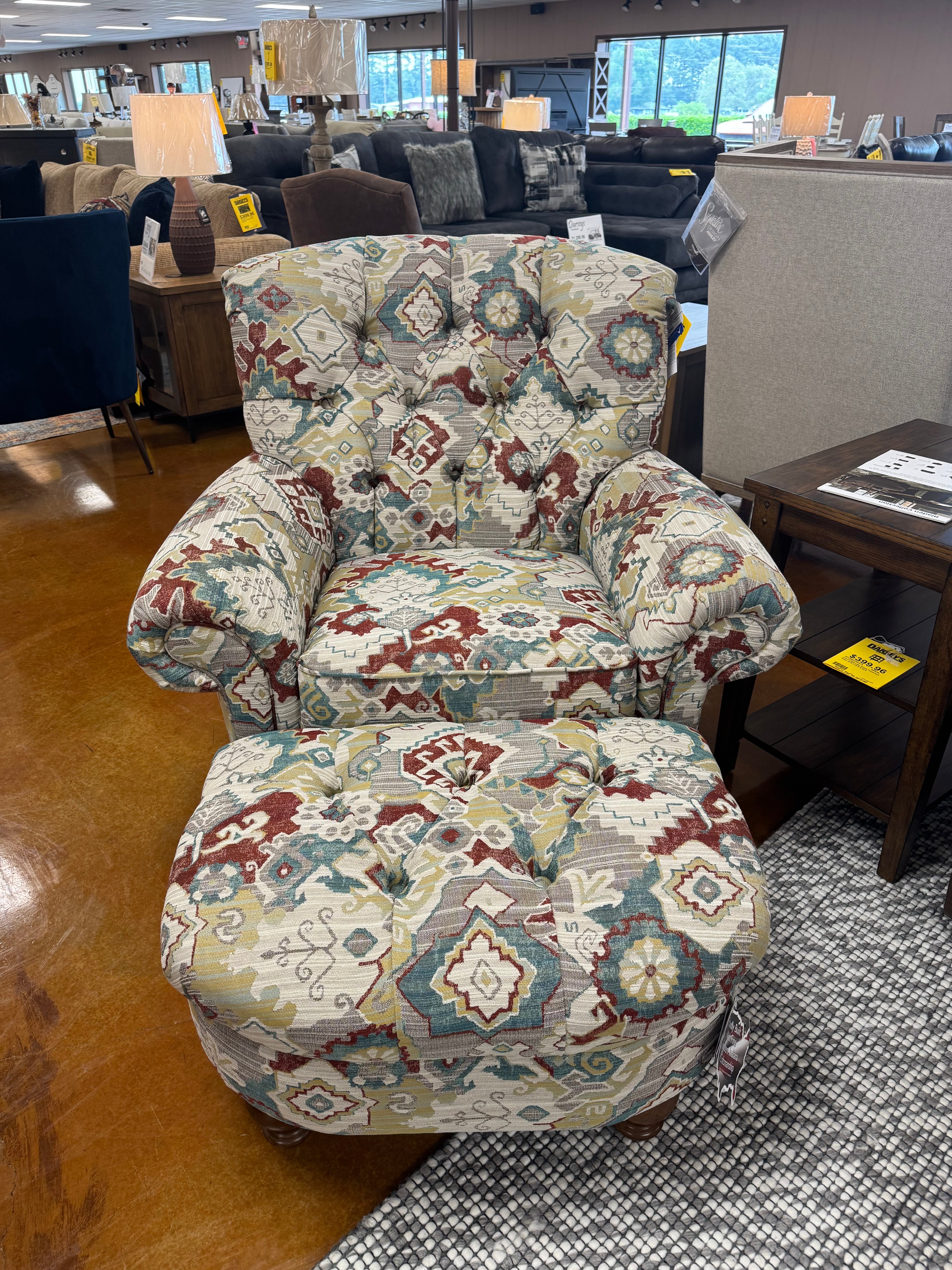 Christabel Cinnabar Chair and Ottoman Set 7010DW/0070DW - Modern Living Room Furniture for Relaxing & Home Decor - Perfect for Living Spaces, Bedrooms & Reading Nooks