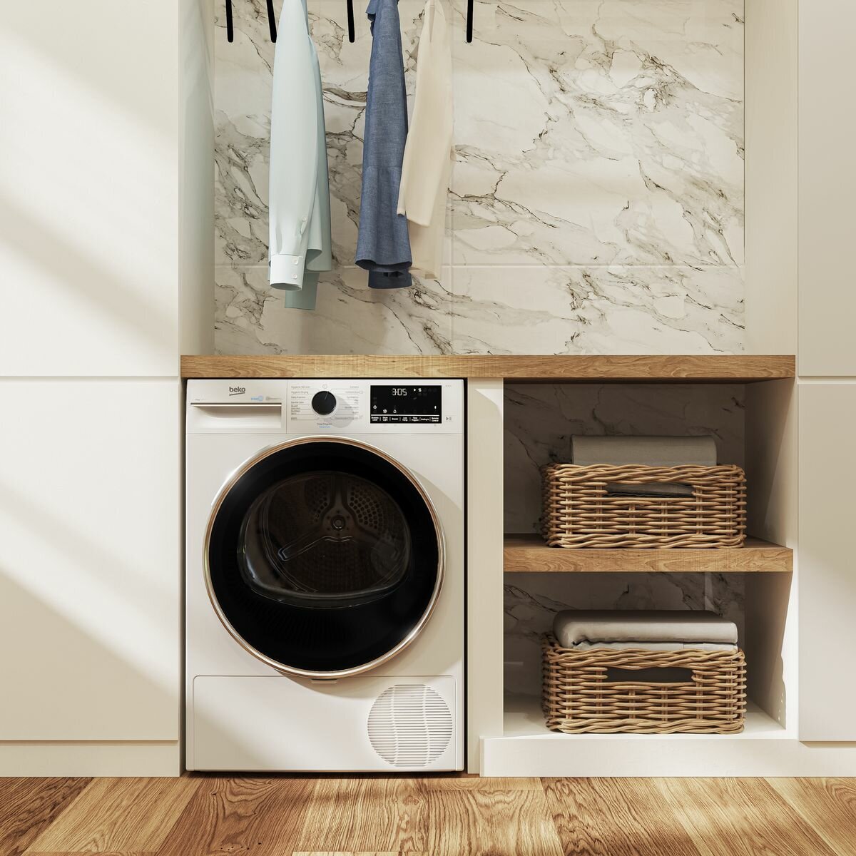 Beko 8kg Heat Pump Dryer with Steam Function BDPB802SW - Energy Efficient Laundry Solution for Homes & Apartments