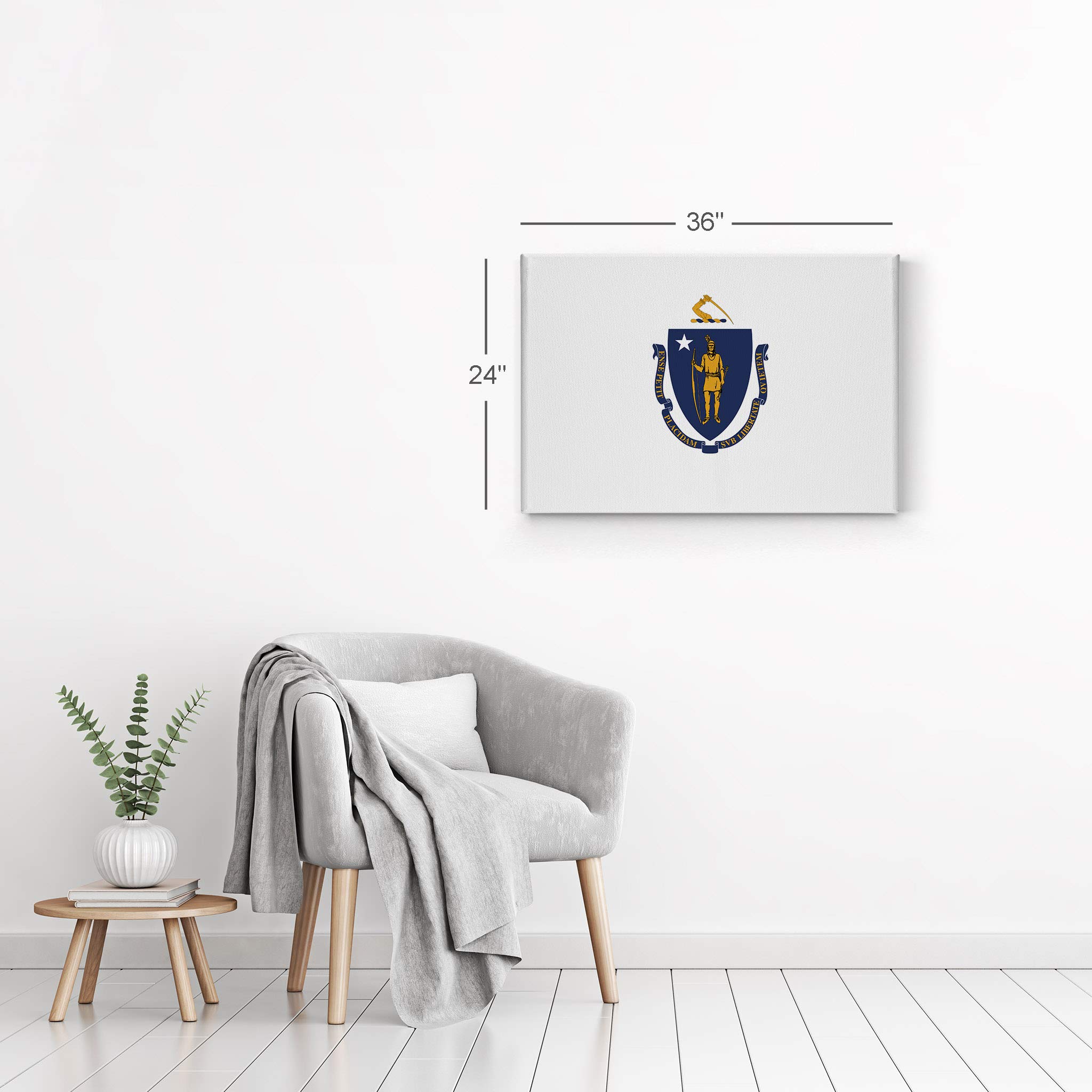 Massachusetts State Flag Canvas Print - Boston Capital USA Wall Art | Home, Living Room, Dorm & Office Decor | Ready to Hang 30x40 Inch Made in USA | Perfect for Patriotic Displays & New England Themed Rooms