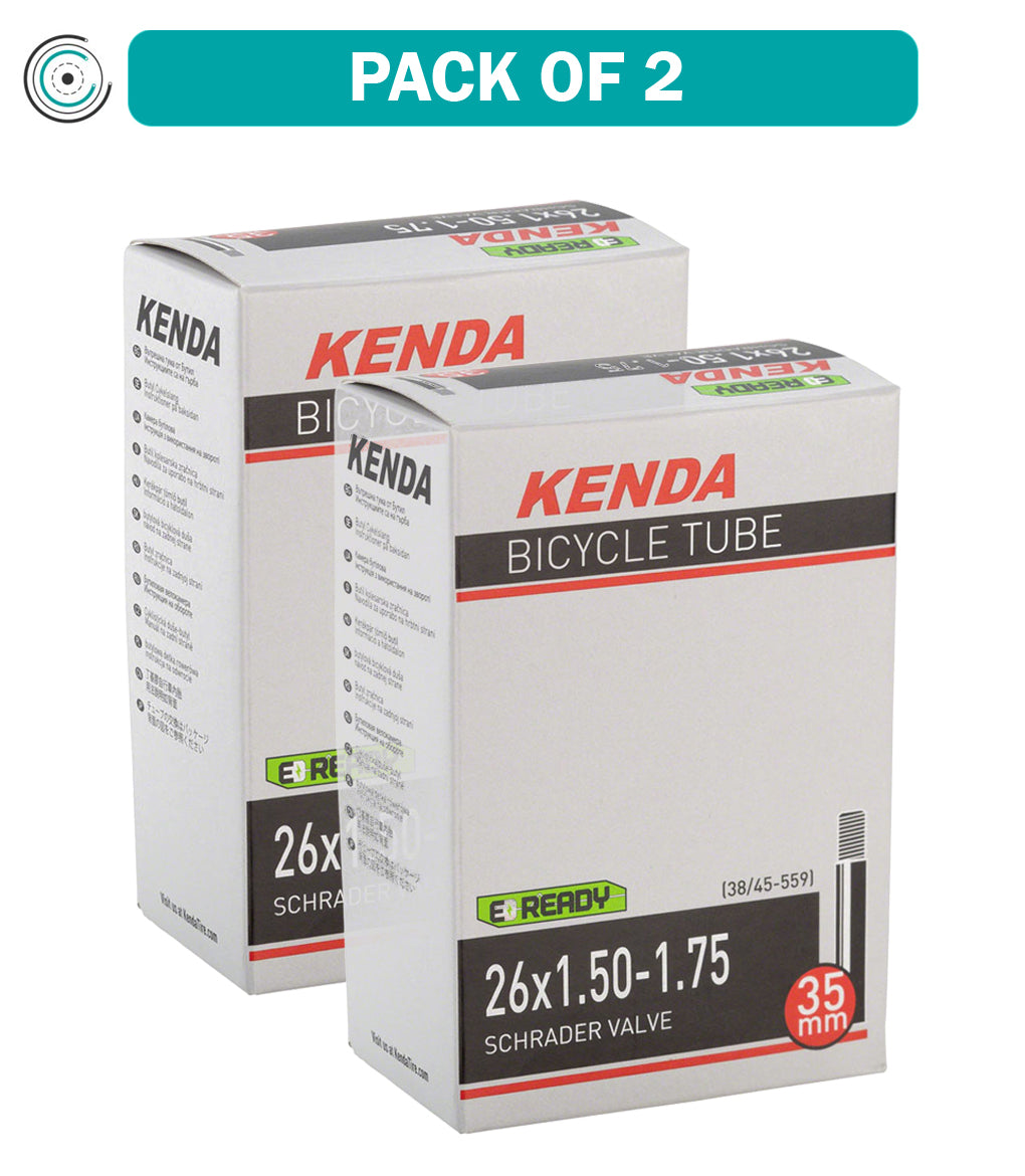 2 Pack Kenda 26 x 1.5-1.75 Inch Schrader Valve Bicycle Inner Tubes - Compatible with Mountain Bikes, Road Bikes & Hybrid Bikes - Perfect for Commuting, Trail Riding & Urban Cycling