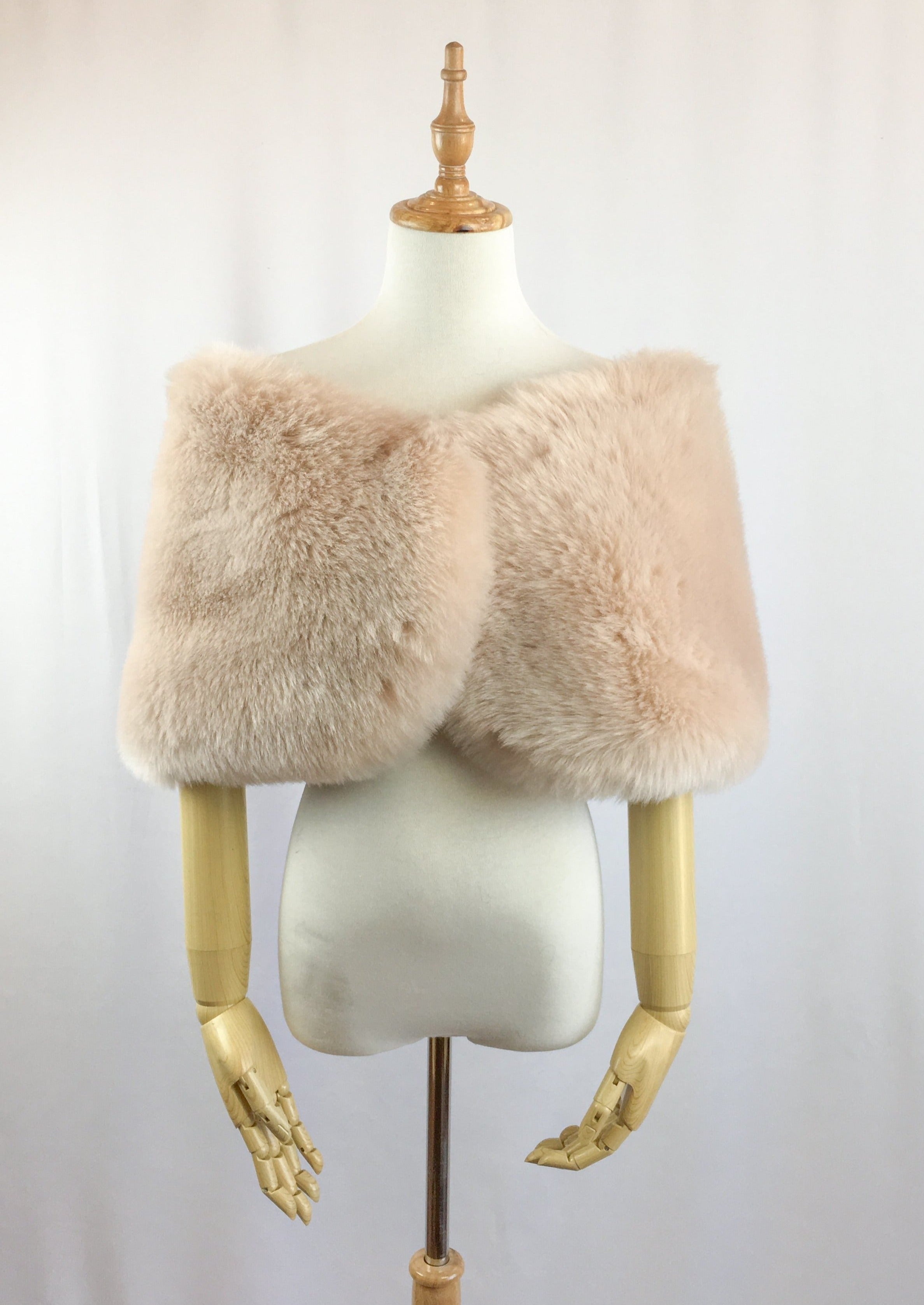 Serena Blu01 Blush Beige Fur Wrap - Soft Luxury Stole for Weddings, Parties & Winter Fashion