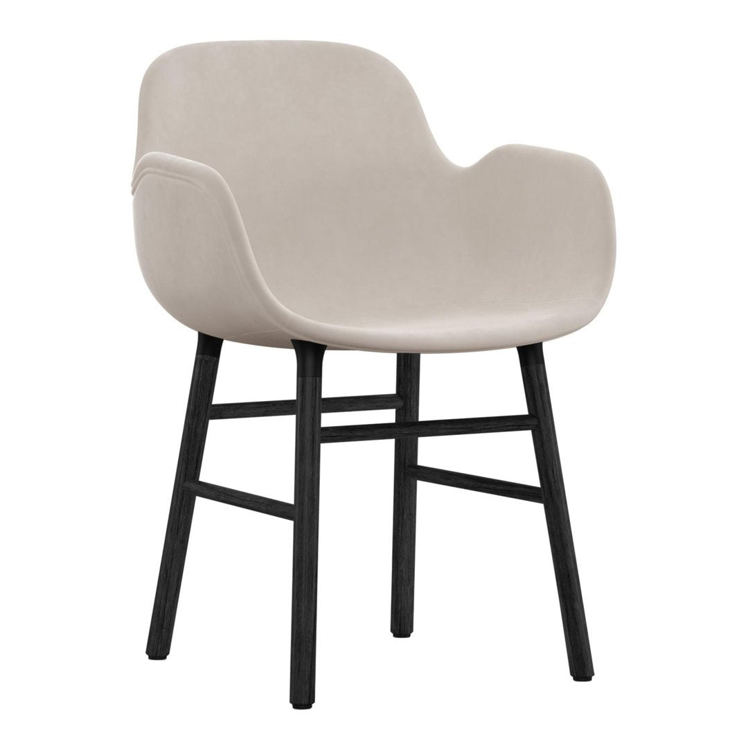 Modern Upholstered Form Armchair with Wooden Legs - Perfect for Living Room, Office, or Lounge Decor