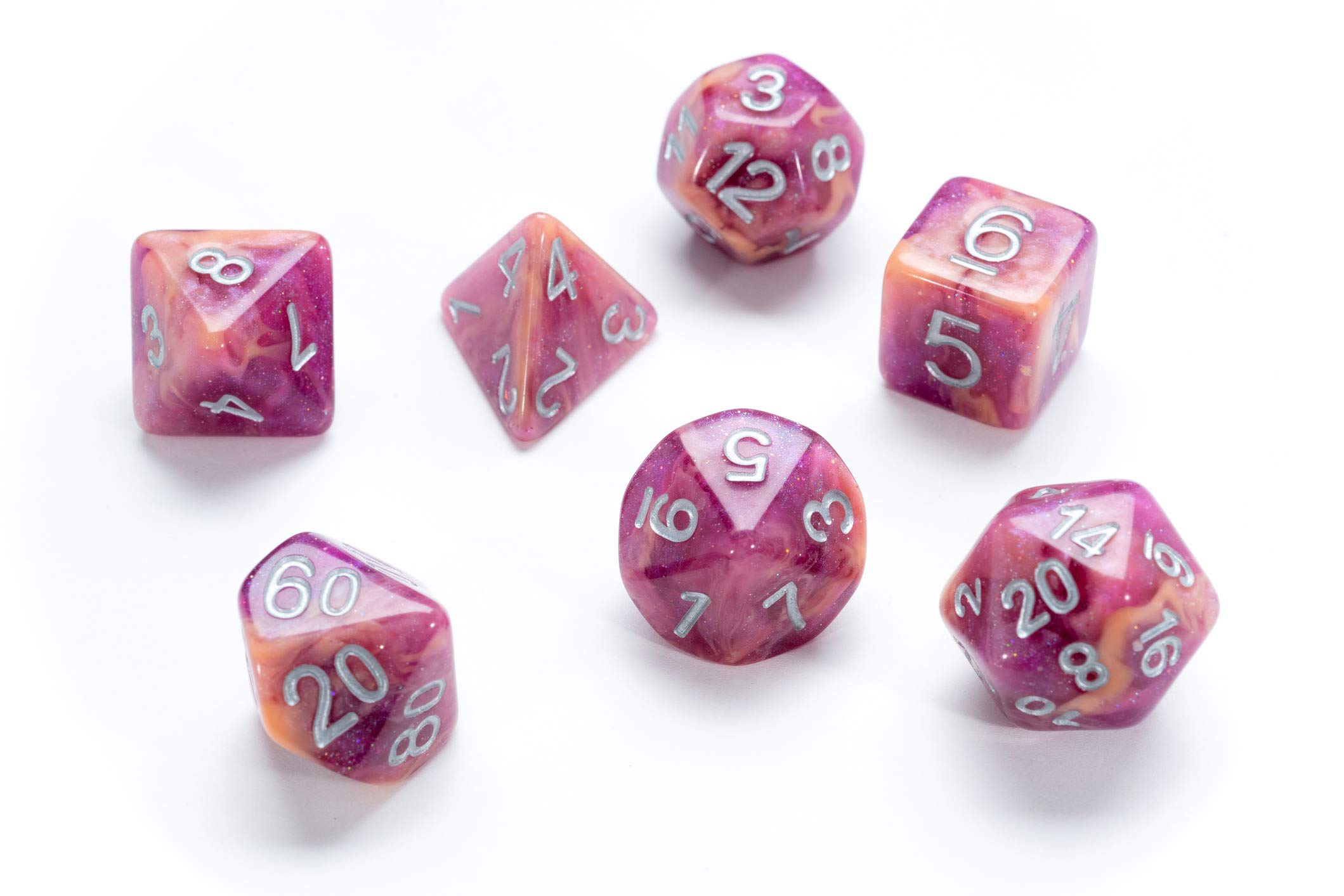 Aether Dice Raspberry and Cream - Premium Polyhedral Dice Set for D&D, RPG, MTG & Tabletop Games - Gate Keeper Games Collection