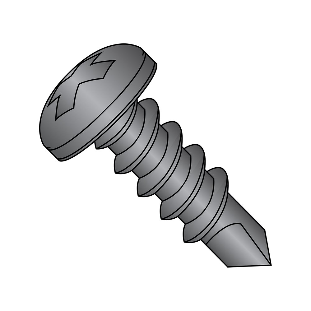 1008KPPB Self-Drilling Screws - Black Oxide Pan Head #10-16 (100 Pack) for DIY & Construction