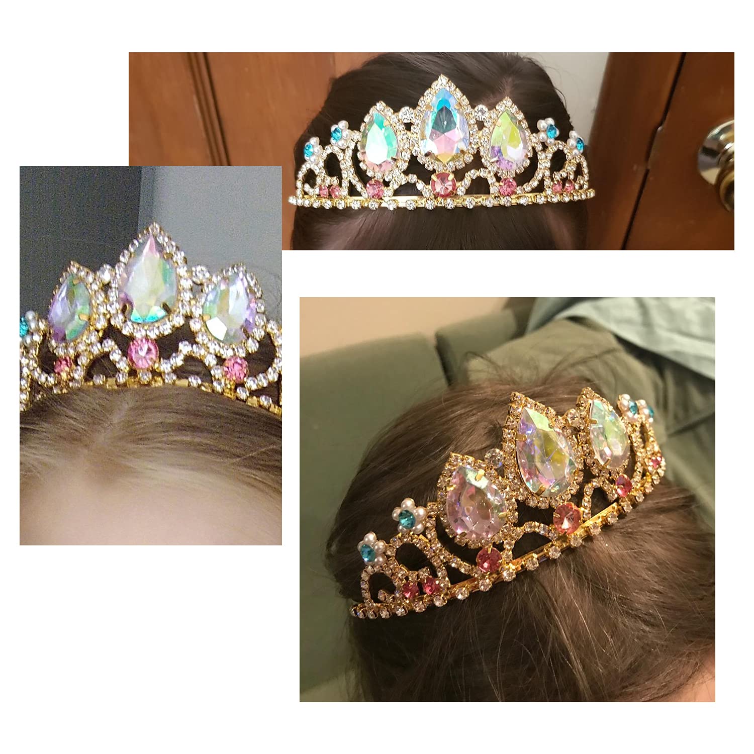 Princess Crown Halloween Cosplay Hair Accessories | Sparkly Rapunzel Tiara for Girls & Women | Bridal Wedding Crystal Hair Band | Pageant Birthday Gift & Cake Topper | Perfect for Halloween, Cosplay, Weddings & Birthday Parties
