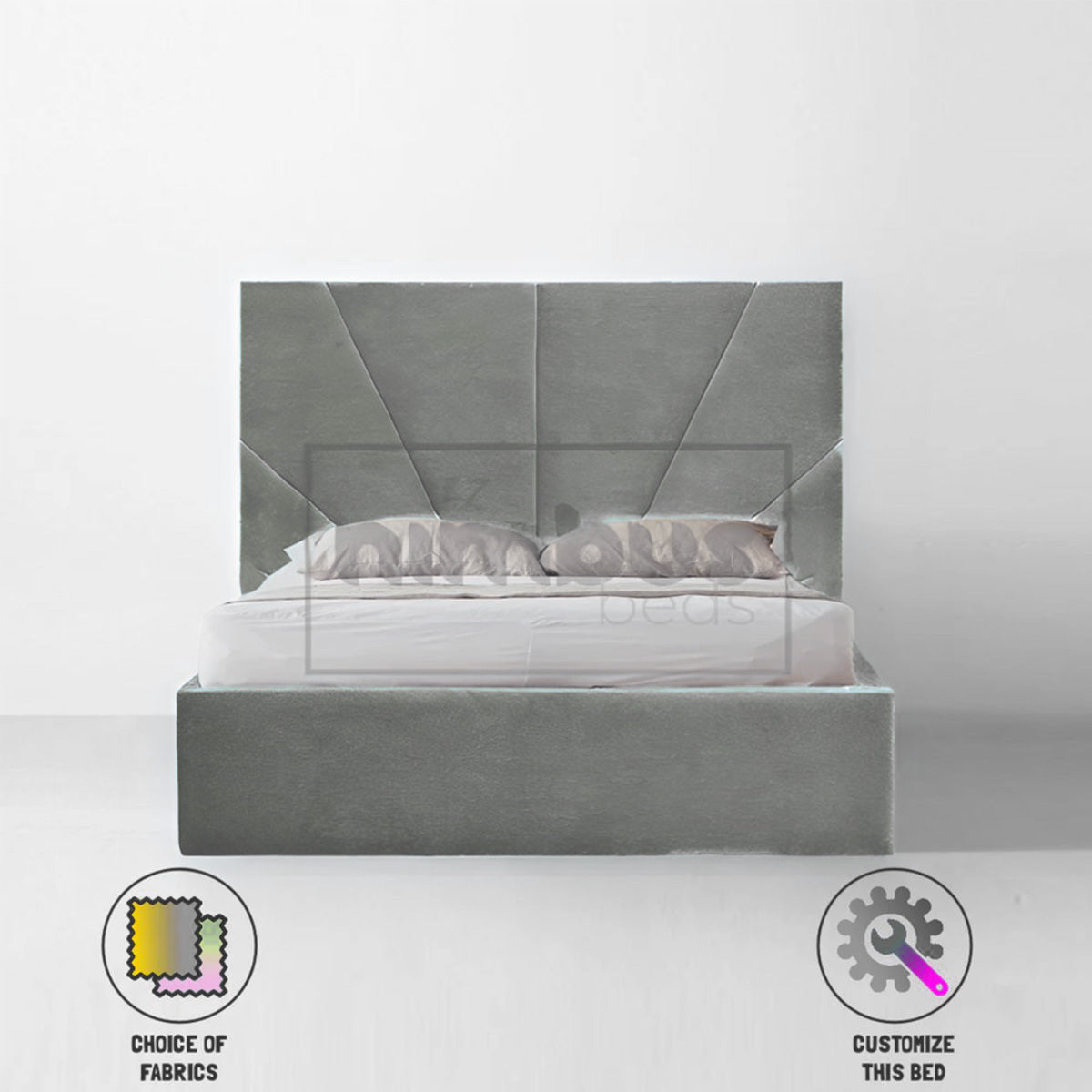 Modern Sunset Bed Frame - Queen Size Wooden Platform Bed with Headboard & Storage - Perfect for Bedroom, Guest Room & Small Spaces