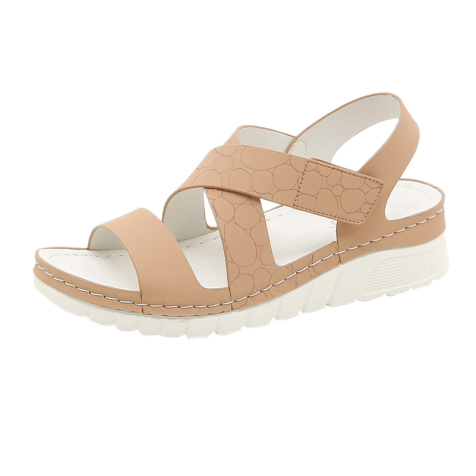 Women's Casual Wedge Sandals - Bohemian Beach Shoes for Walking, Fashion Ladies Summer Slip-On Comfortable Pink Sandals (Size 7.5) | Perfect for Beach Vacations, Outdoor Walks & Summer Fashion Outfits