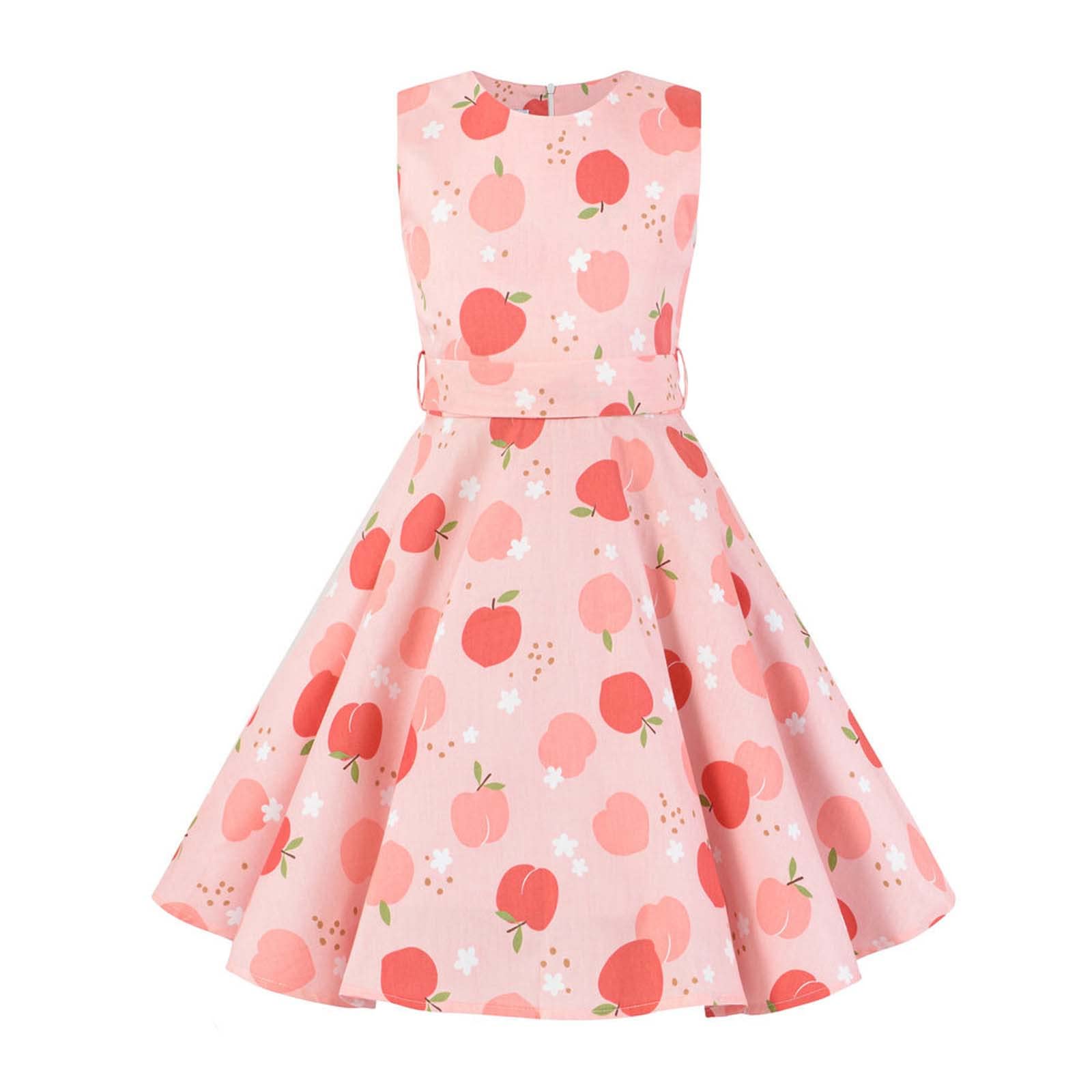 Vintage 1950s Rockabilly Baby Girls Swing Dress - Sweetheart Print Midi Tank Dress for Toddler Birthday Party & Special Occasions | Retro Style Kids Party Outfit