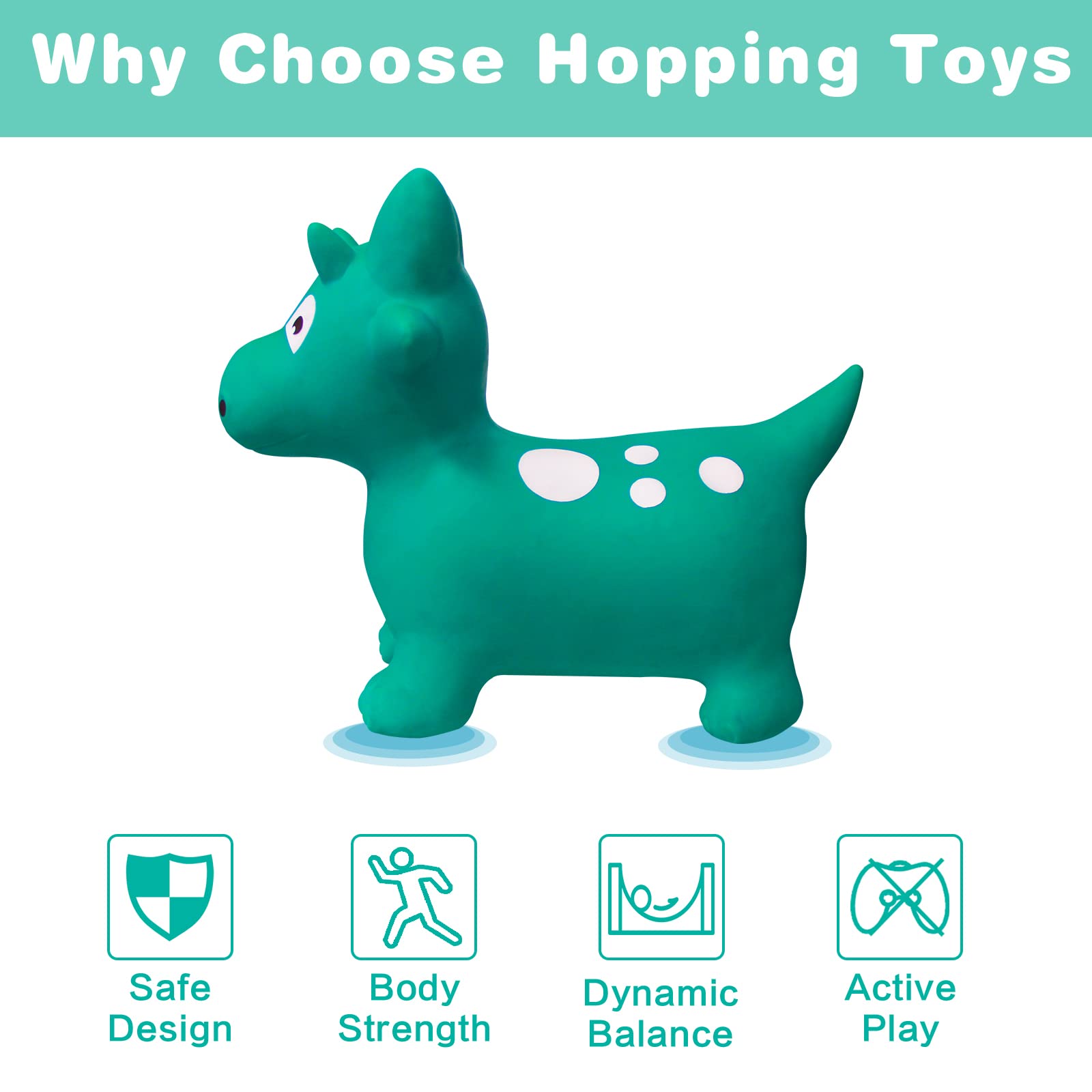 HotMax Inflatable Triceratops Hopper Toy - Bouncy Ride-On Dinosaur for Kids, Fun Jumping Animal Toy for Toddlers & Preschoolers - Perfect Birthday Gift for Boys & Girls - Indoor/Outdoor Play, Party Favors, Active Playtime