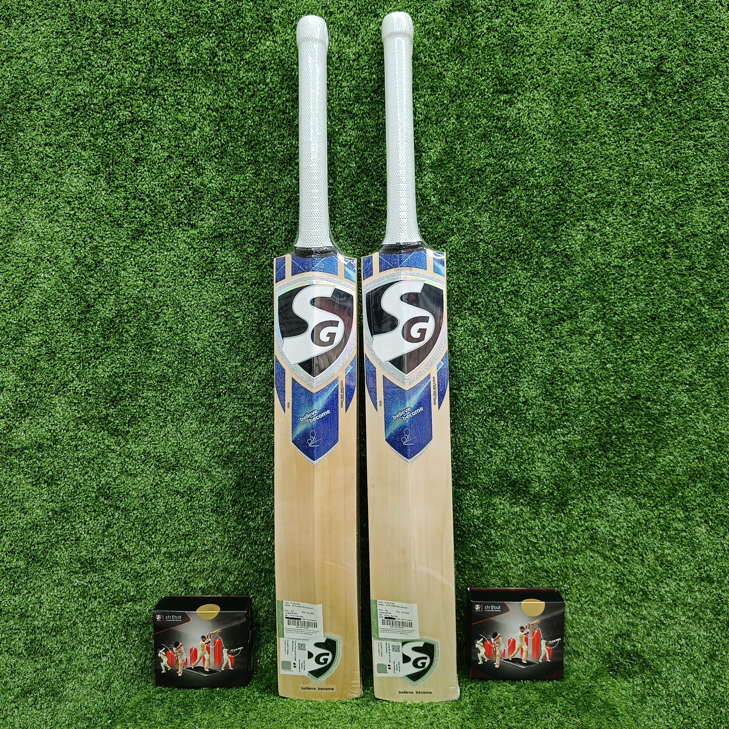 SG HP Flame English Willow Cricket Bat with SG Str8bat Sensor | Premium Cricket Equipment for Professional & Amateur Players | Perfect for Matches, Training & Practice Sessions