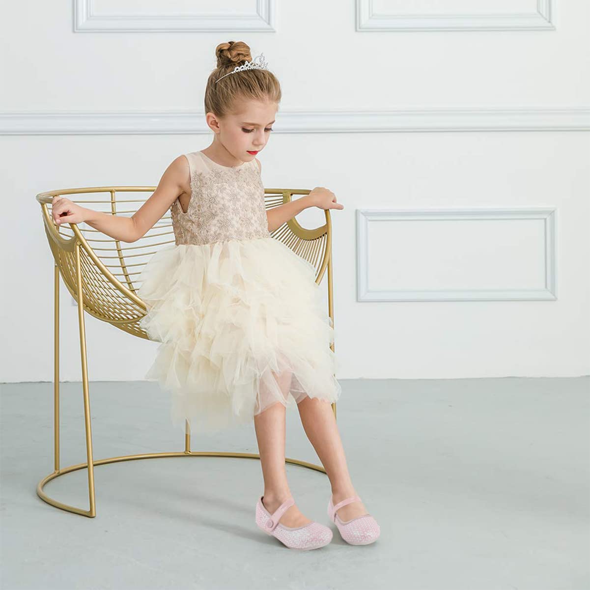 **Rainbow Mary Jane Flat Shoes for Girls - Cute Toddler Dress Shoes for Birthday Party, School & Wedding - Comfortable & Stylish Kids' Shoes for Special Occasions**