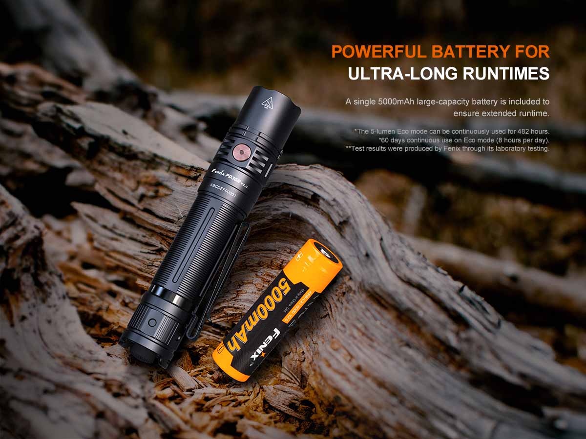 Fenix PD36R V2.0 Rechargeable Tactical Flashlight 1600 Lumens with USB-C Charging - Perfect for Camping, Hiking, Emergency & Outdoor Adventures