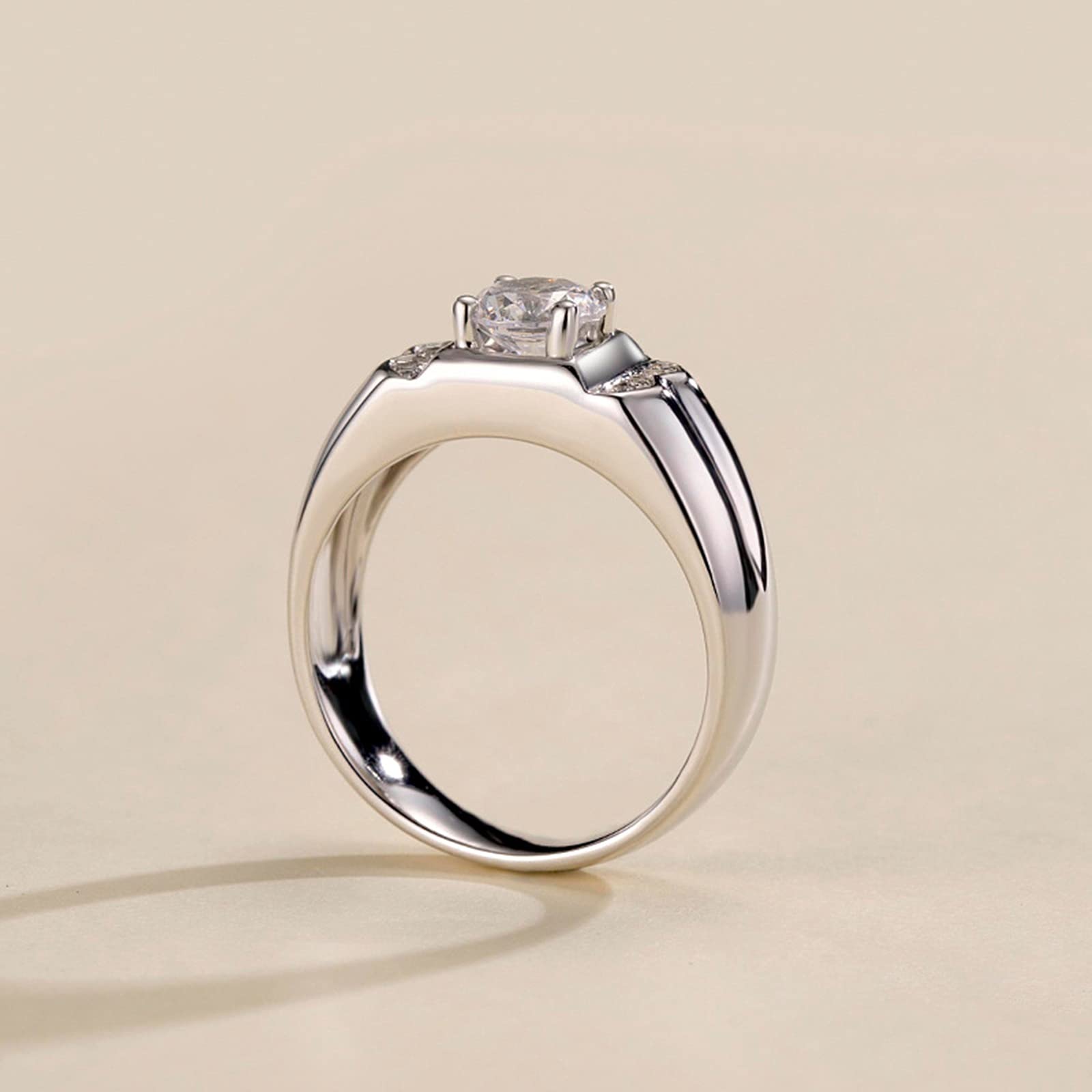 14K Moissanite Men's Engagement Ring & Promise Ring for Wedding - Durable 14K Gold Couple Rings for Men Size 4-11 | Perfect for Proposals, Anniversaries & Romantic Gifts