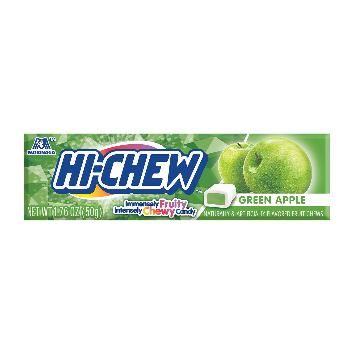 Hi Chew Green Apple Flavor Chewy Candy Bars | 15 Count Box | Perfect for Snacking, Lunchboxes & On-the-Go Treats