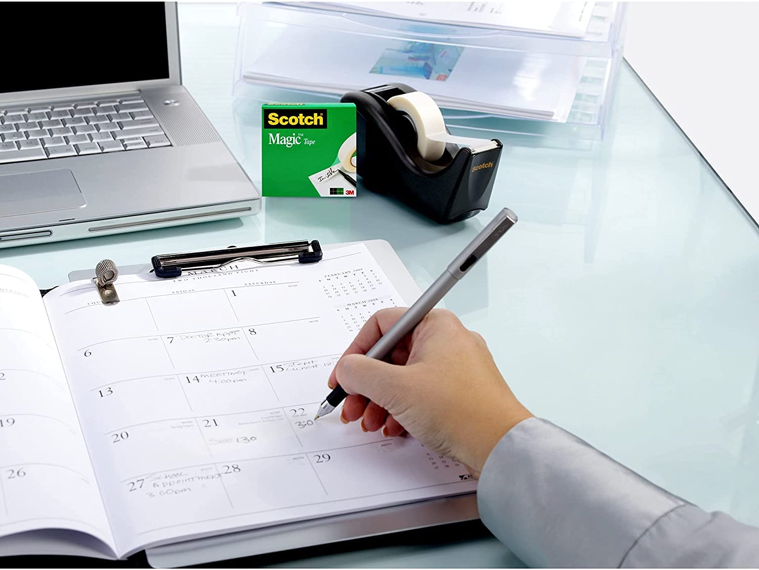 Scotch Desk Tape Dispenser 1 Inch Core, Black, 6 Pack - Perfect for Office, School, Home & Crafting Supplies Organization